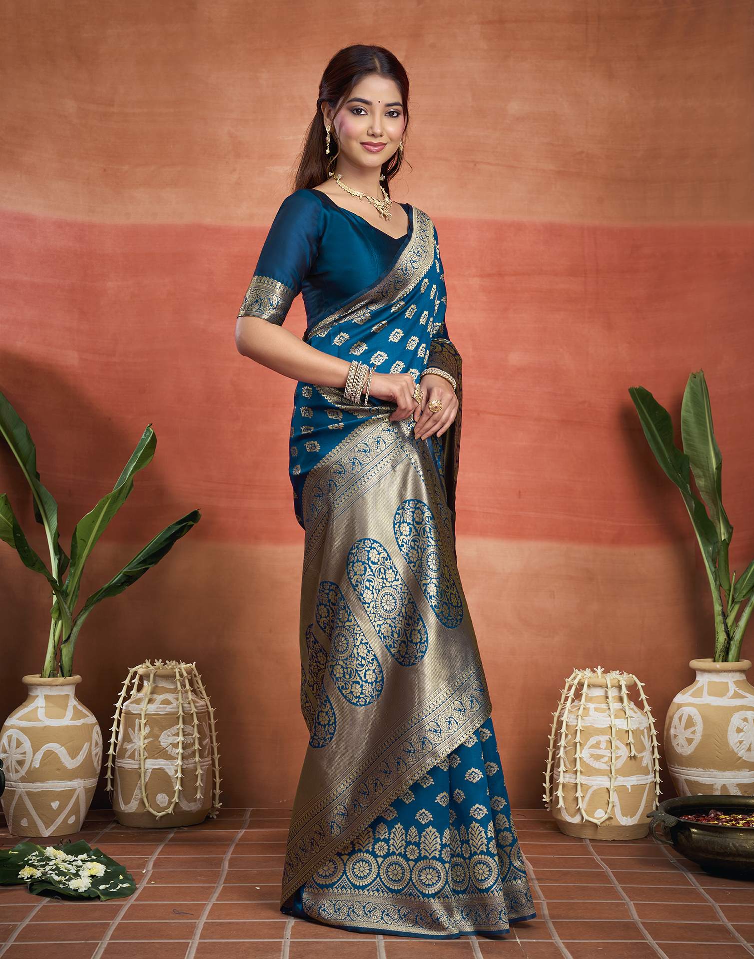 Blue Silk Woven Banarasi Saree