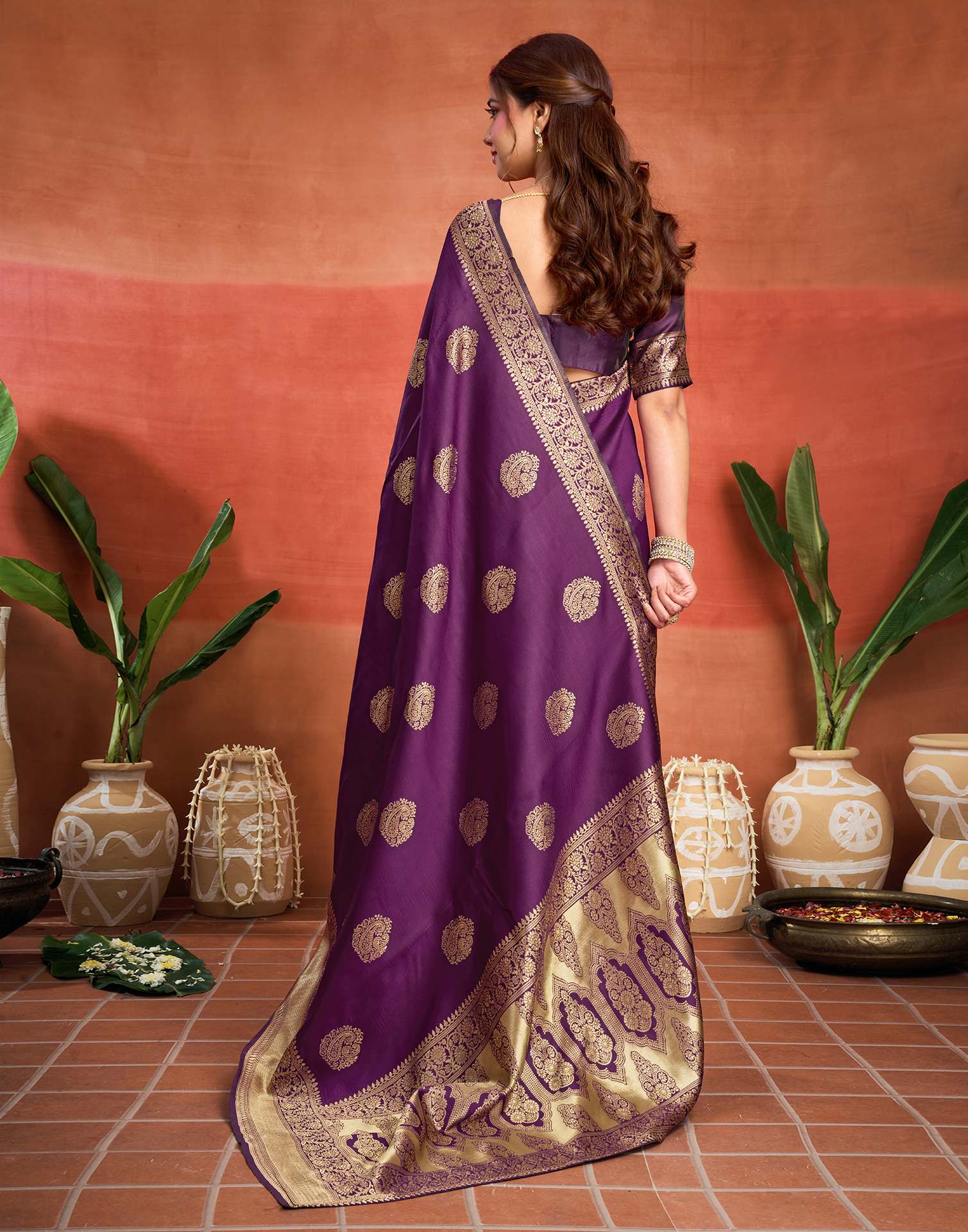 Purple Silk Woven Banarasi Saree