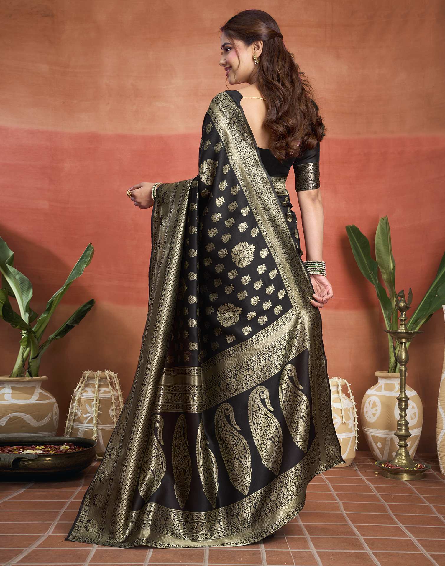 Black Silk Woven Banarasi Saree