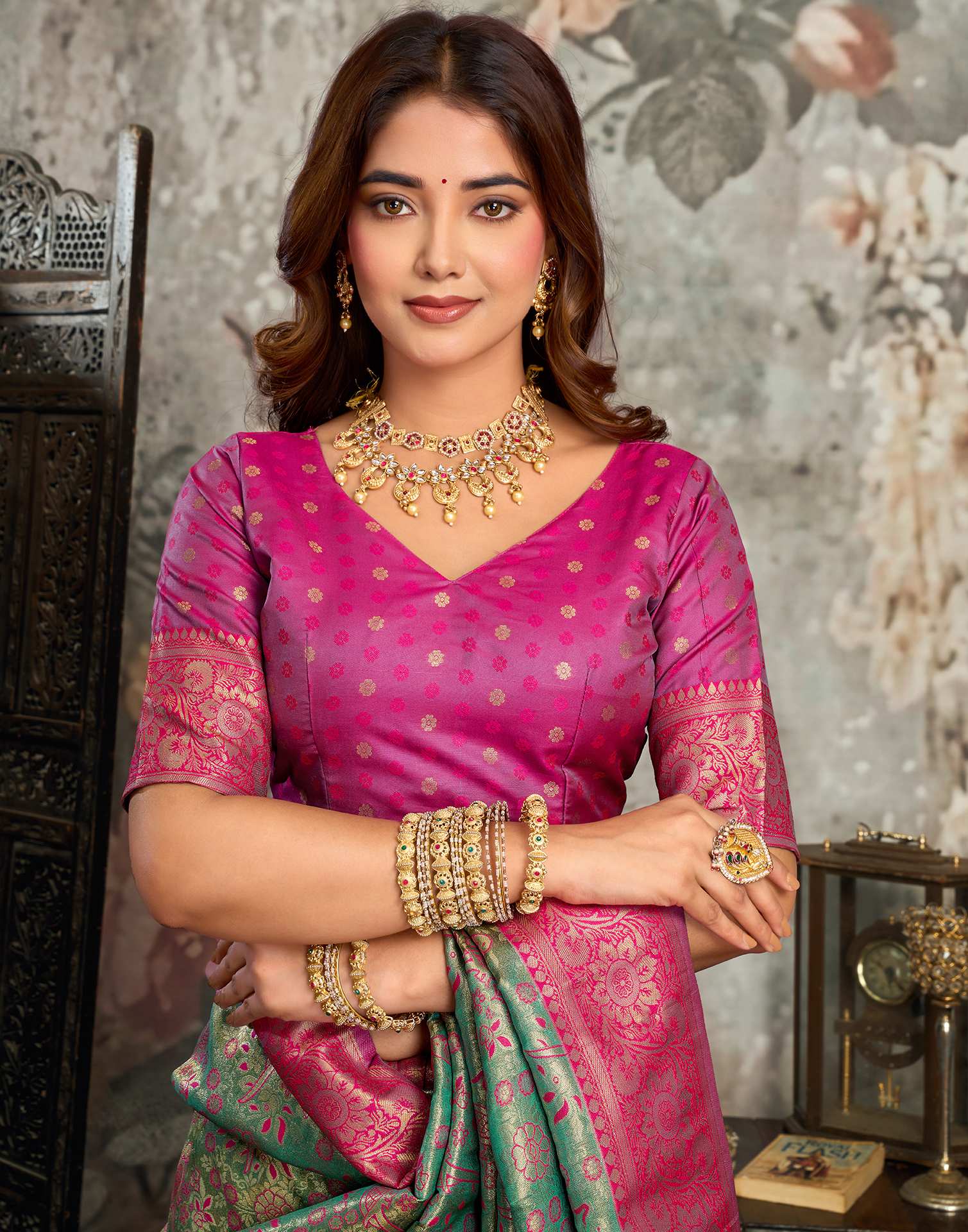 Turquoise Silk Woven Banarasi Saree
