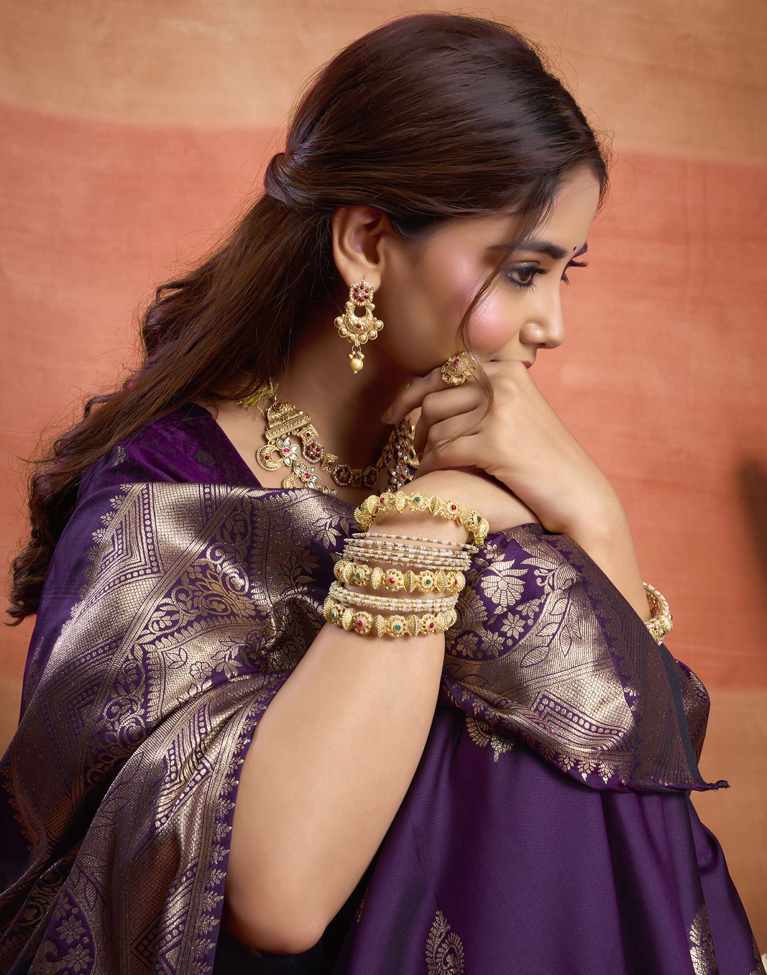 Purple Silk Woven Banarasi Saree