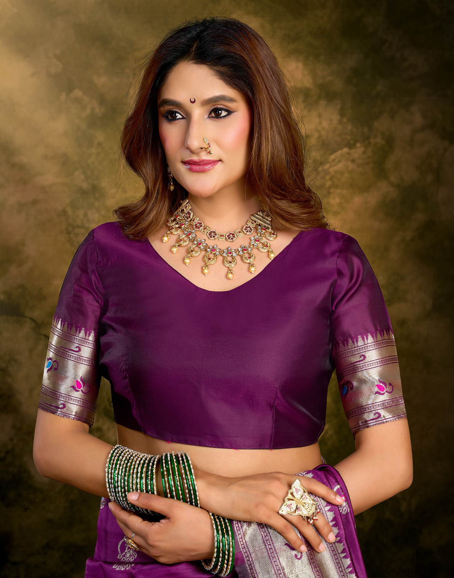 Purple Silk Woven Paithani Saree