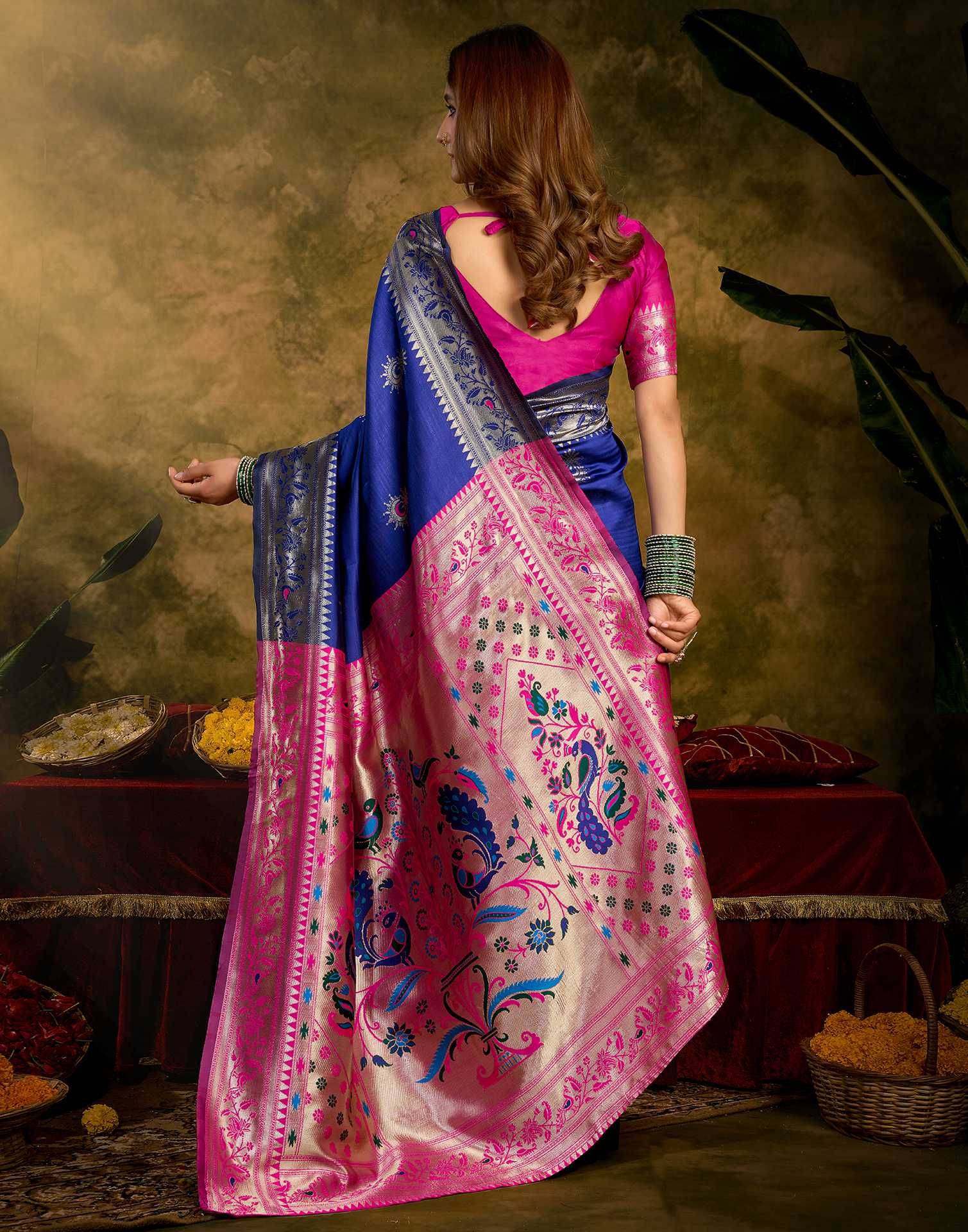 Royal Blue Silk Woven Paithani Saree