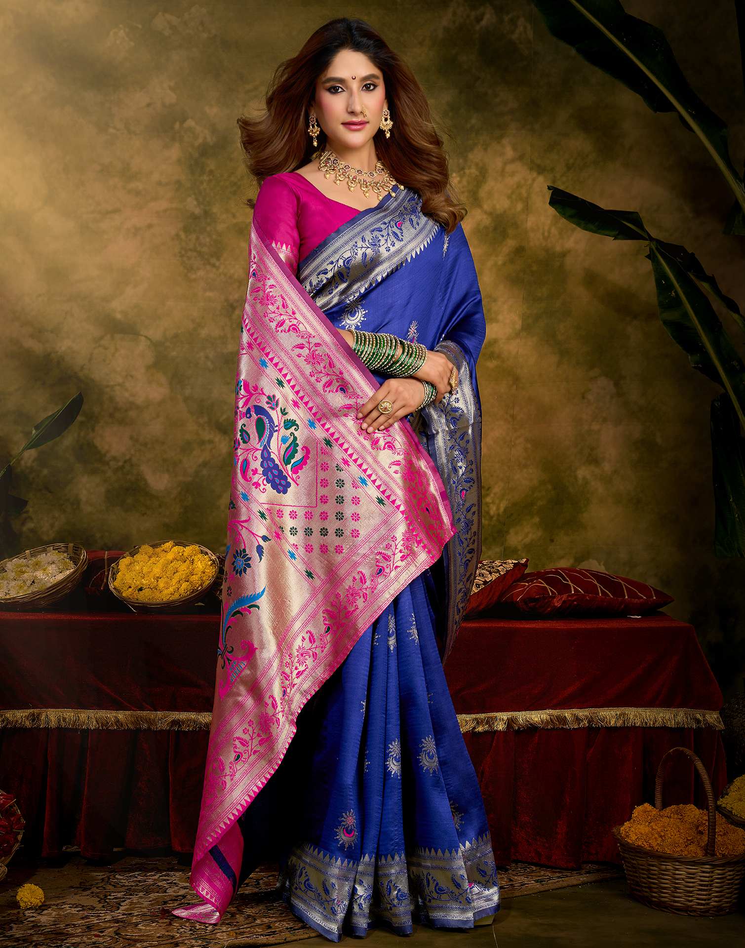 Royal Blue Silk Woven Paithani Saree