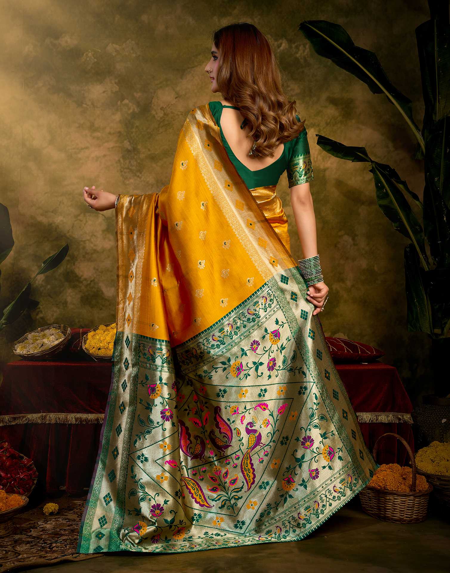 Turmeric Yellow Silk Woven Paithani Saree