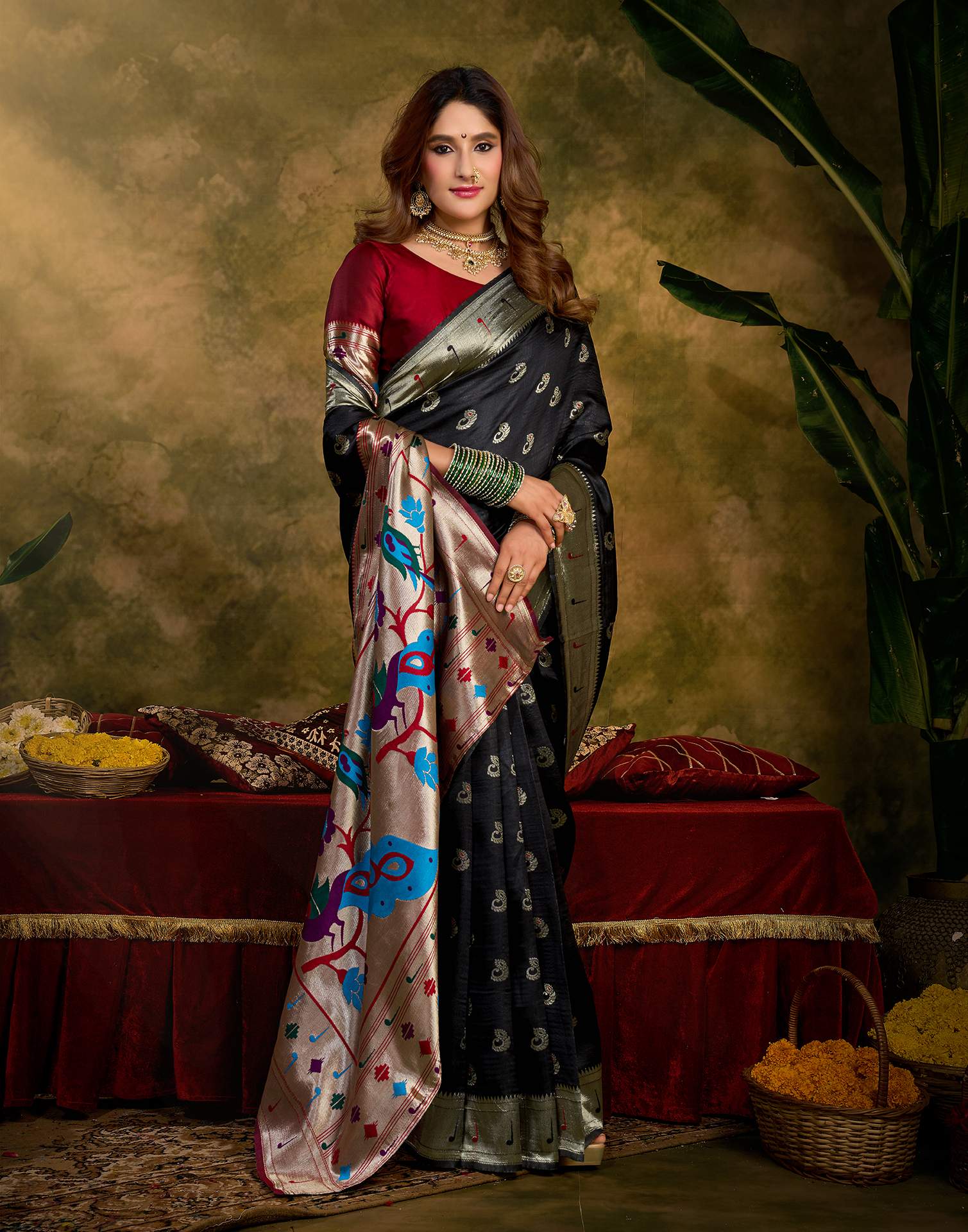 Black Silk Woven Paithani Saree