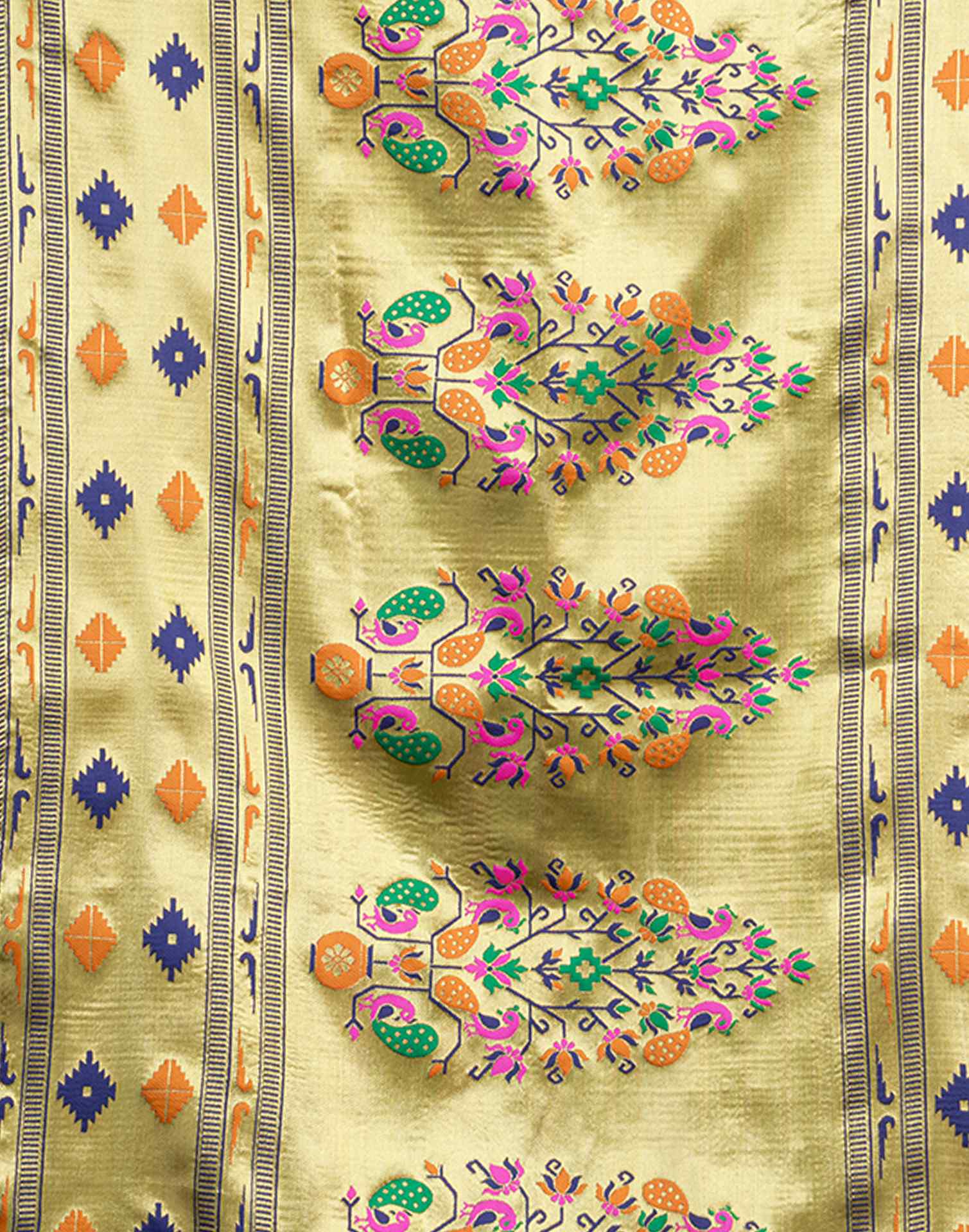 Navy Blue Silk Woven Paithani Saree