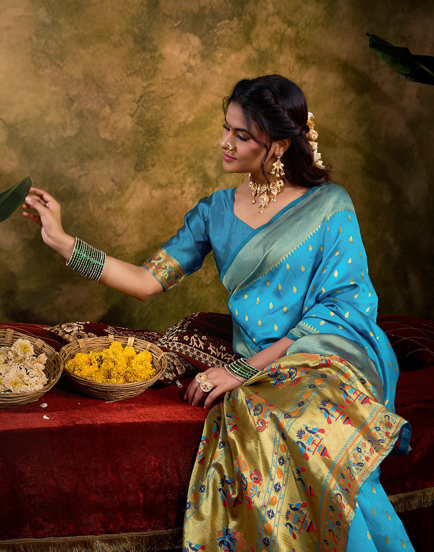 Sky Blue Silk Woven Paithani Saree
