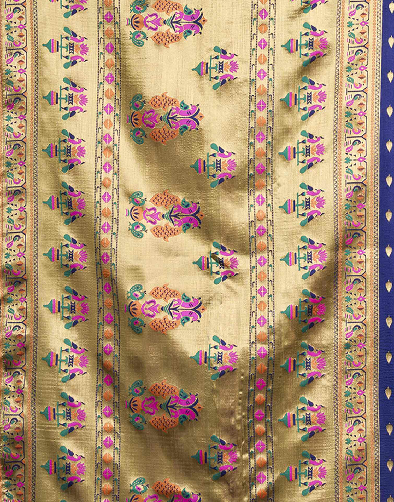 Navy Blue Silk Woven Paithani Saree