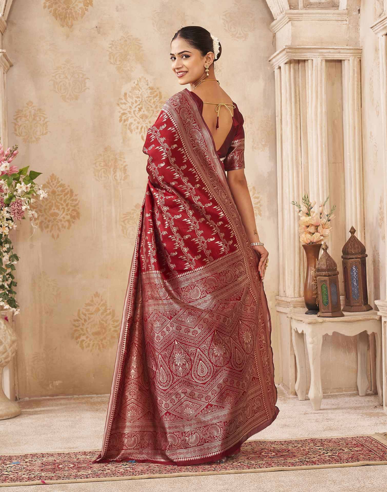 Red Silk Woven Banarasi Saree