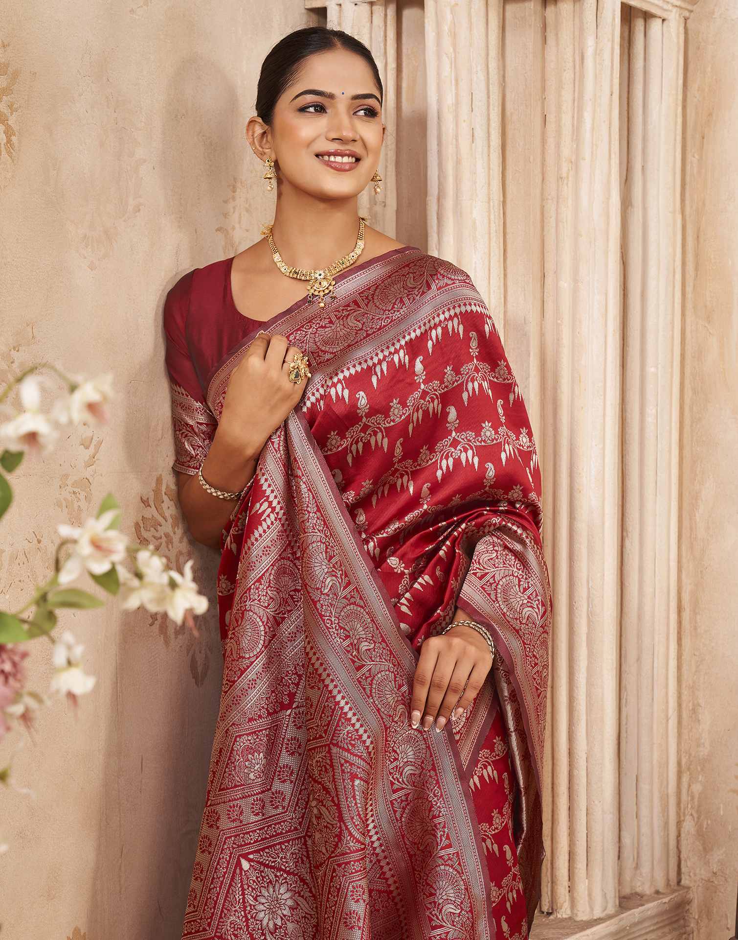 Red Silk Woven Banarasi Saree