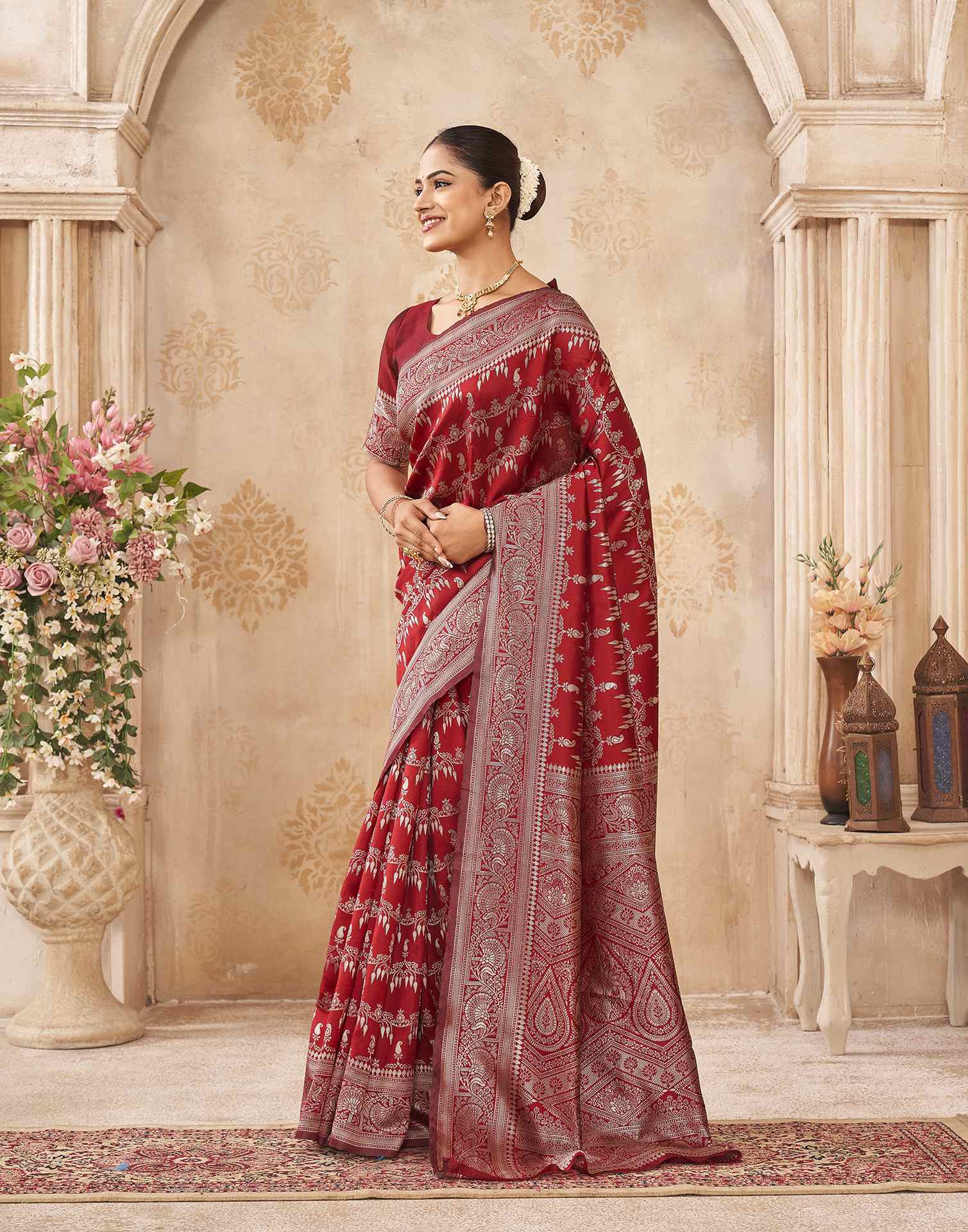 Red Silk Woven Banarasi Saree