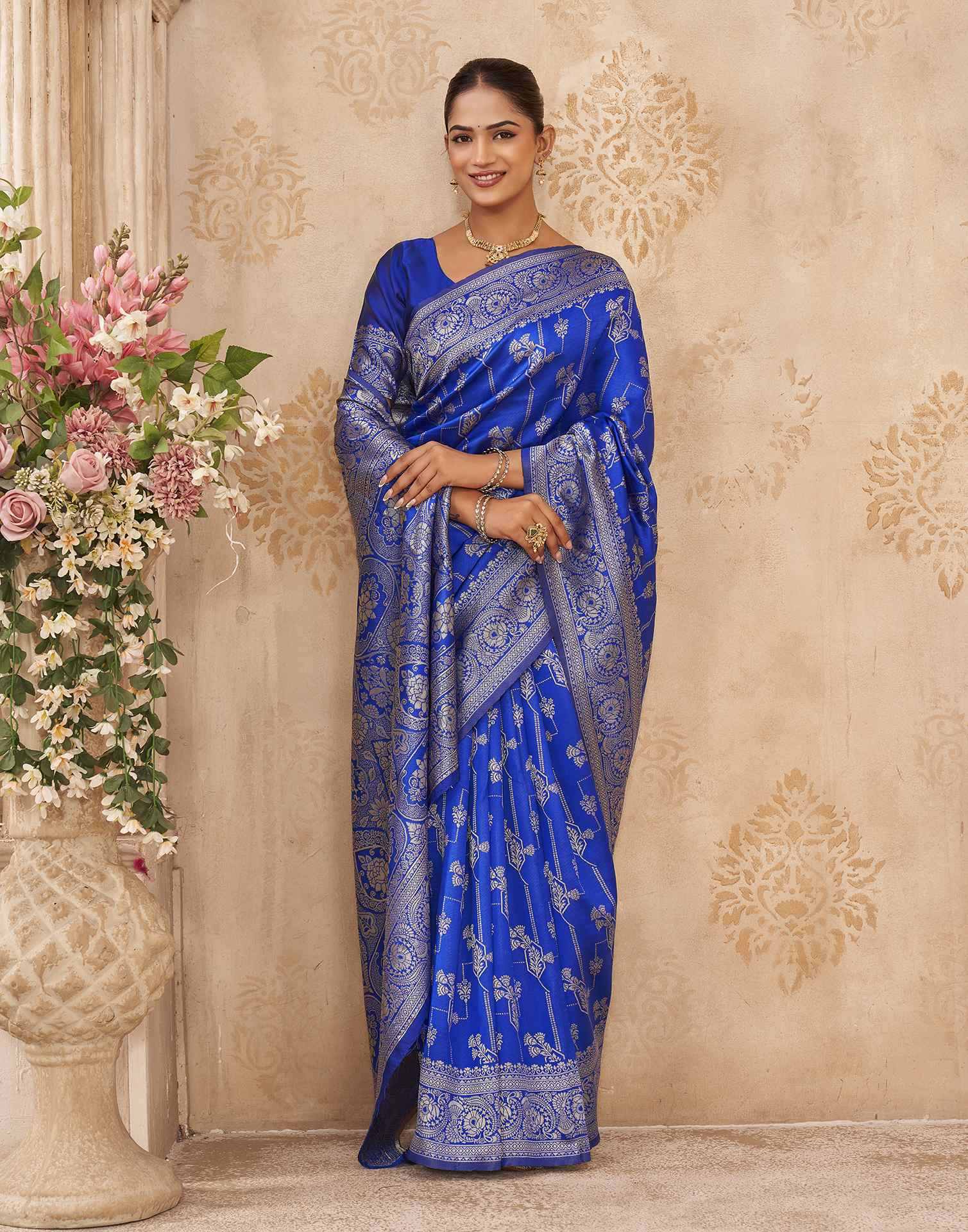 Blue Silk Woven Banarasi Saree