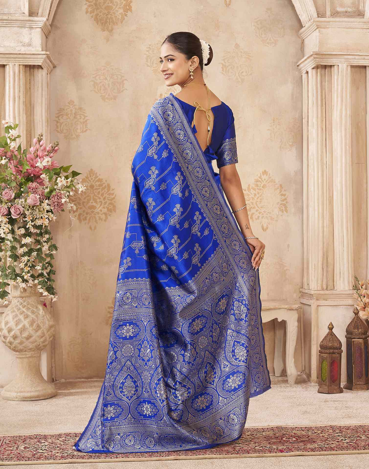 Blue Silk Woven Banarasi Saree