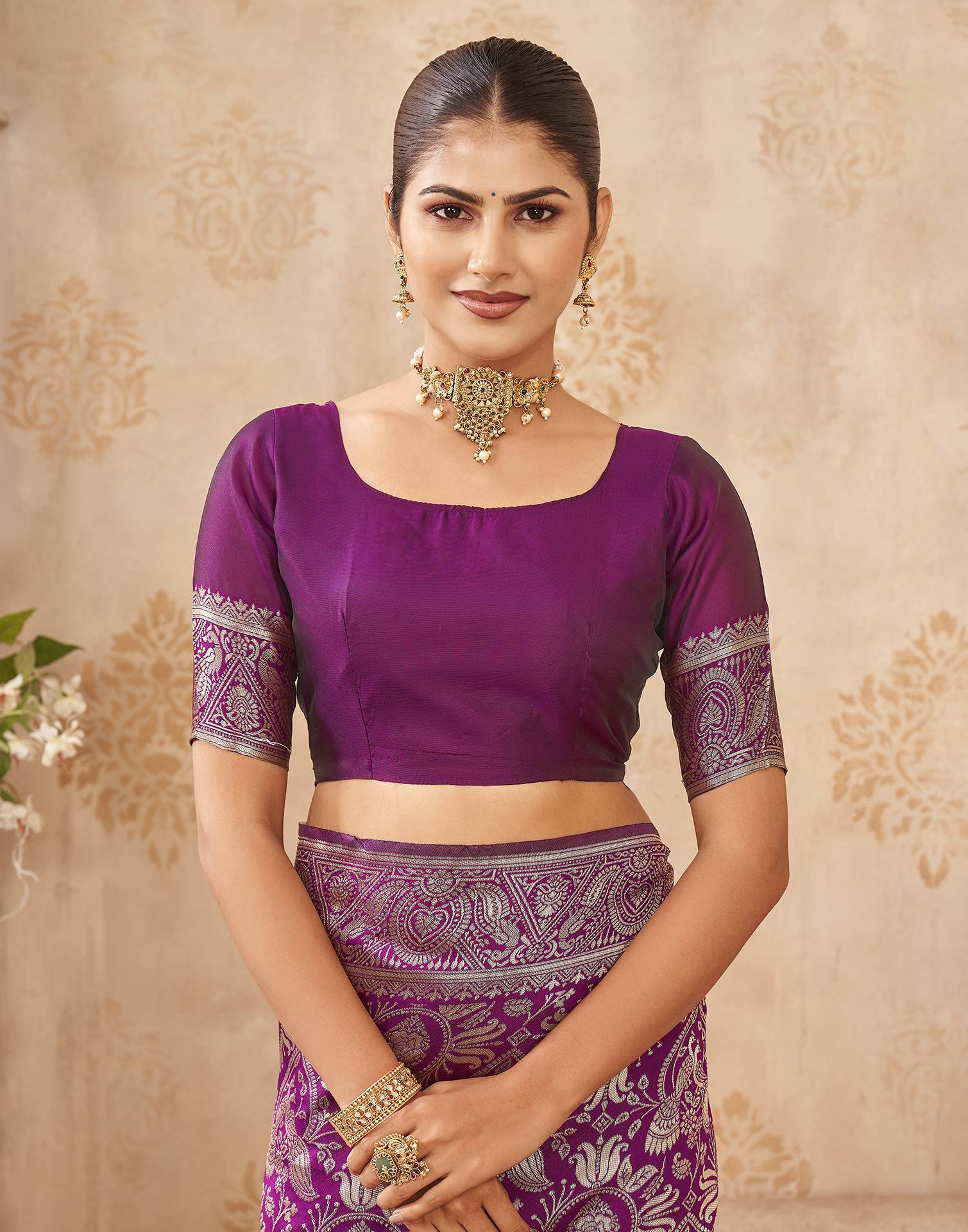 Purple Silk Woven Banarasi Saree