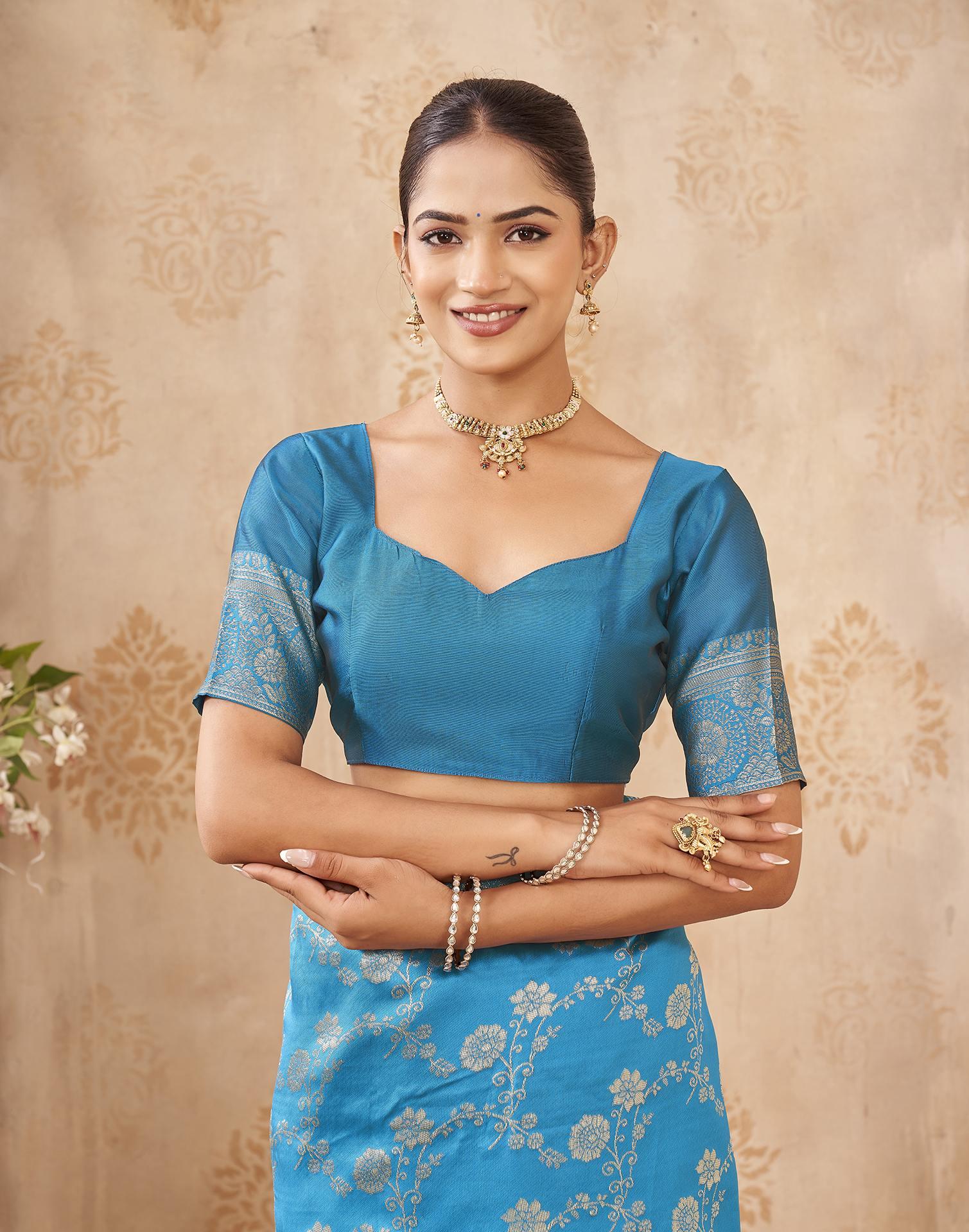 Blue Silk Woven Banarasi Saree
