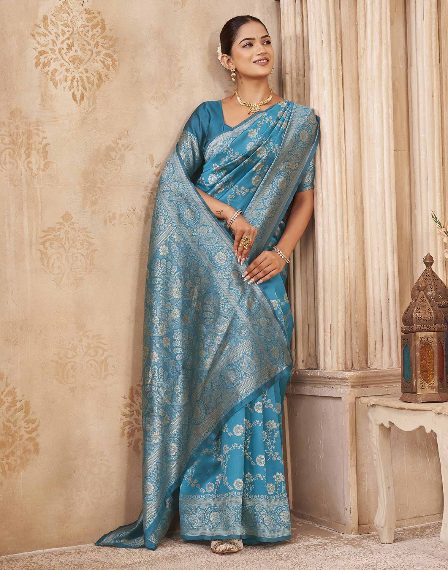 Blue Silk Woven Banarasi Saree