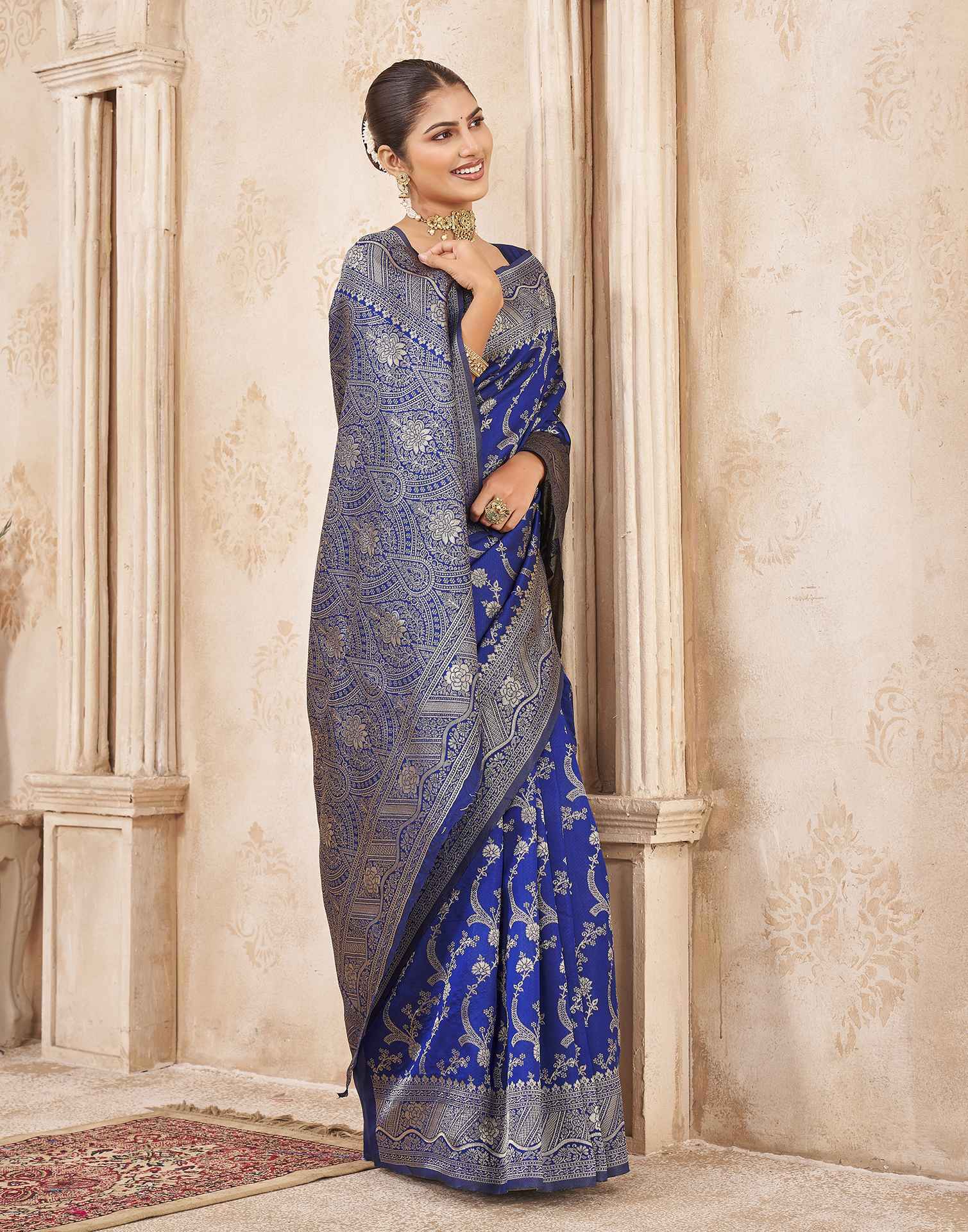 Royal Blue Silk Woven Banarasi Saree