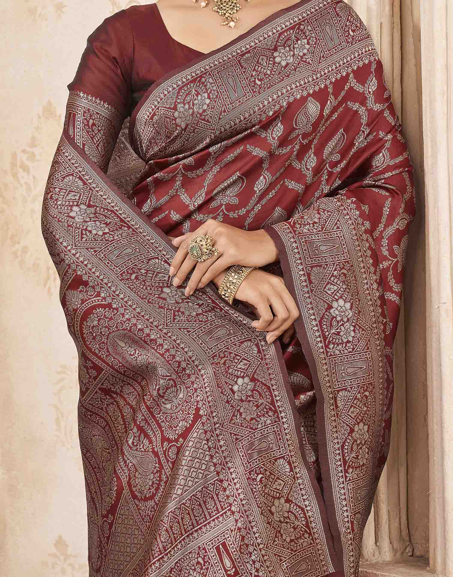 Red Silk Woven Banarasi Saree