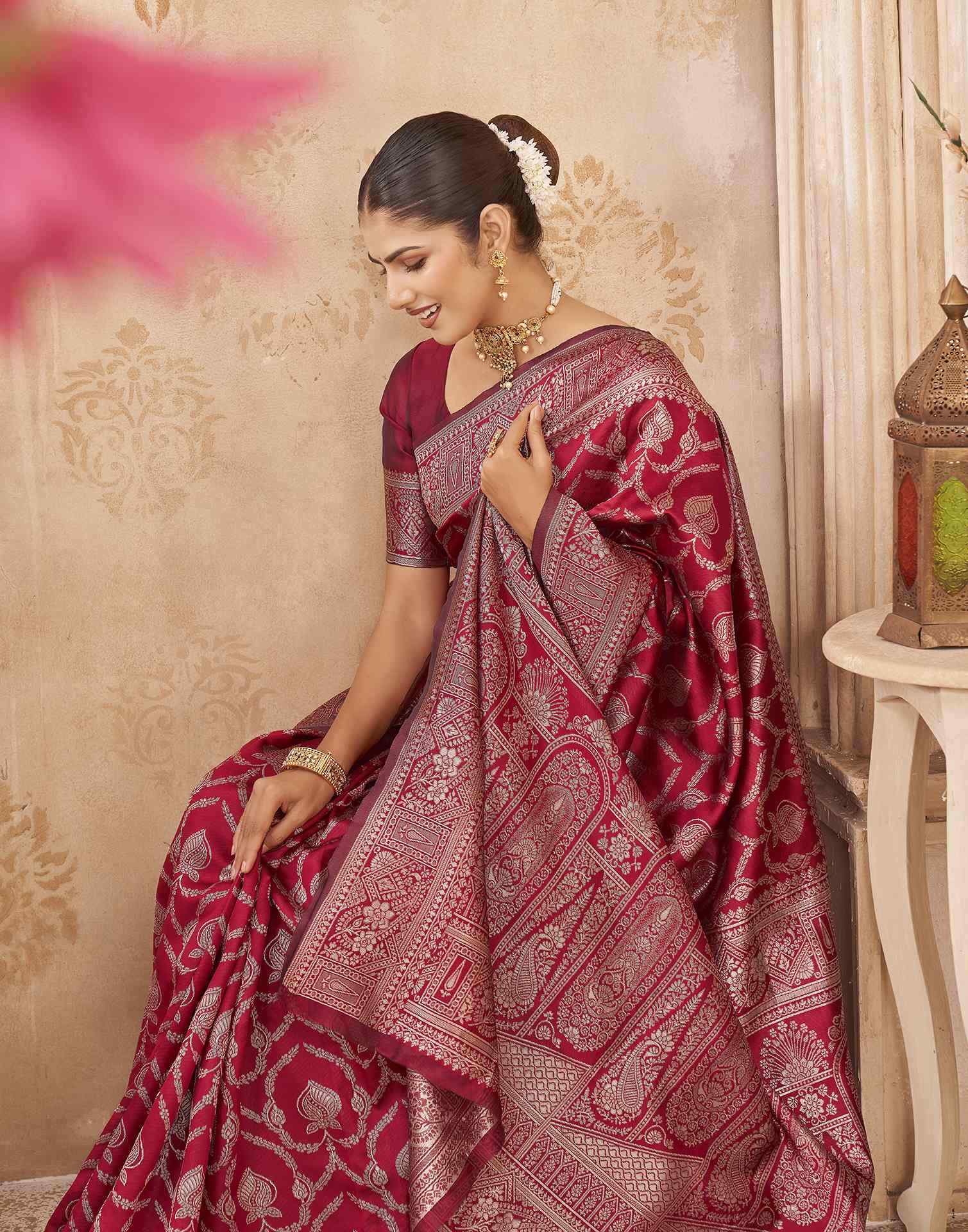 Red Silk Woven Banarasi Saree