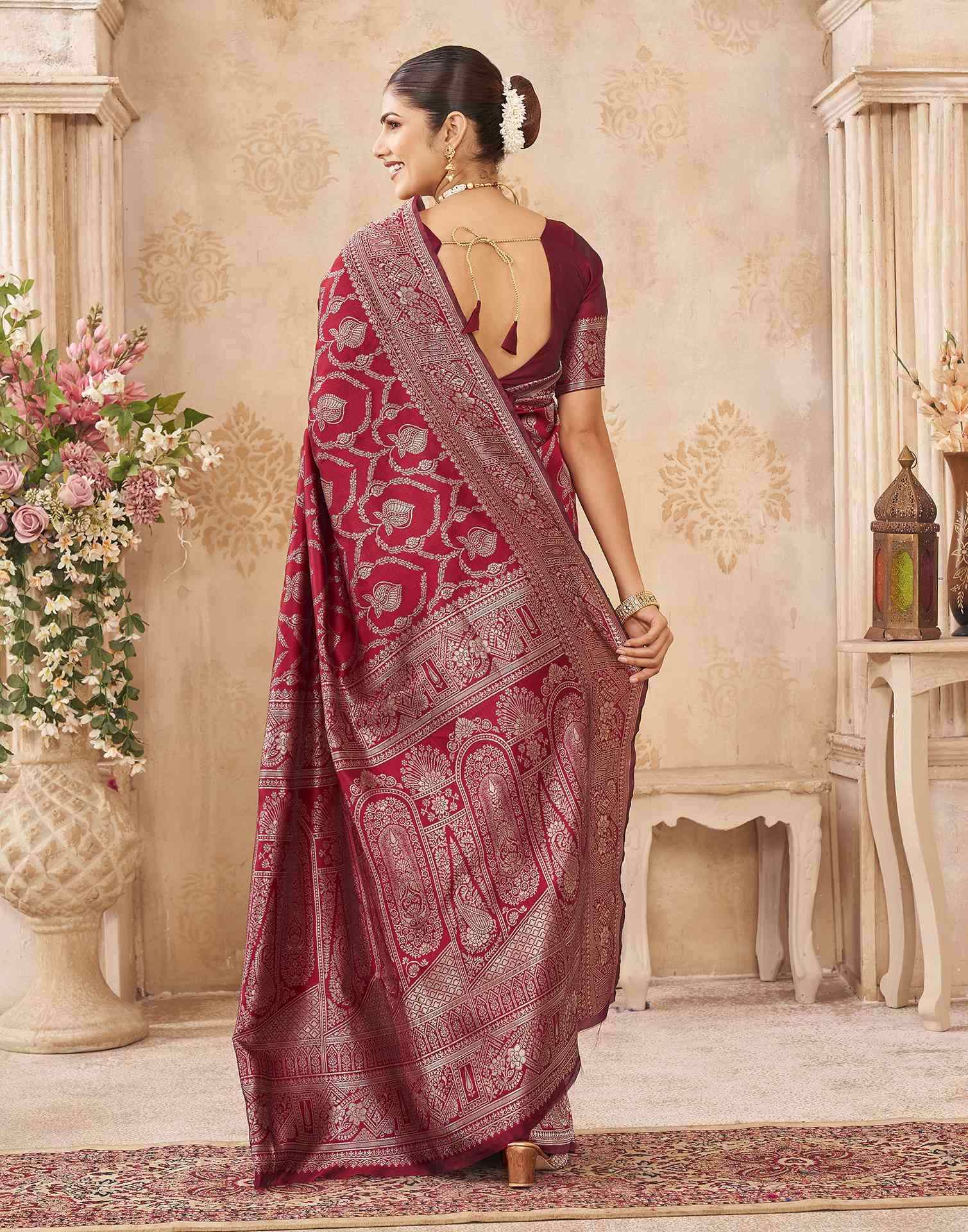 Red Silk Woven Banarasi Saree