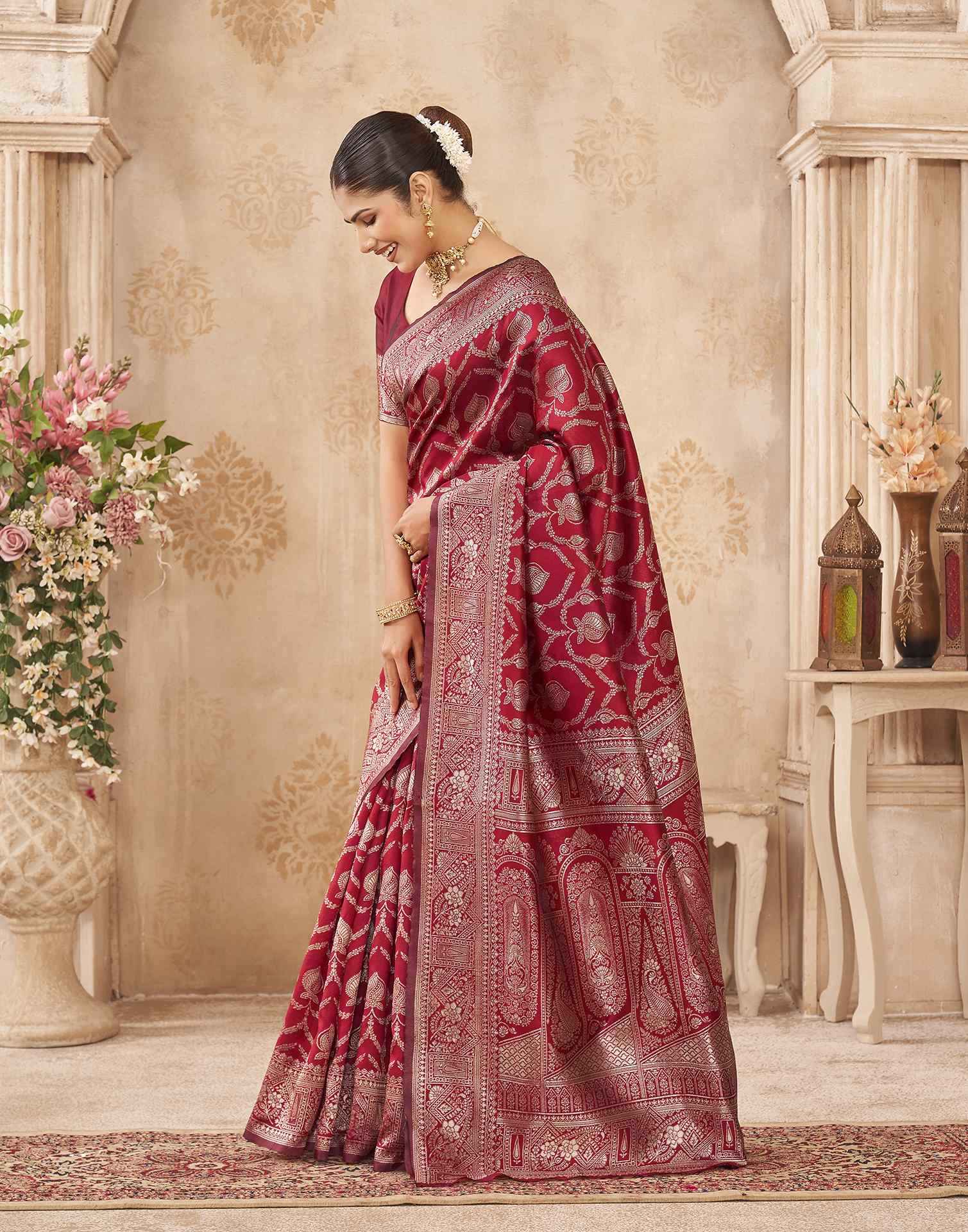 Red Silk Woven Banarasi Saree