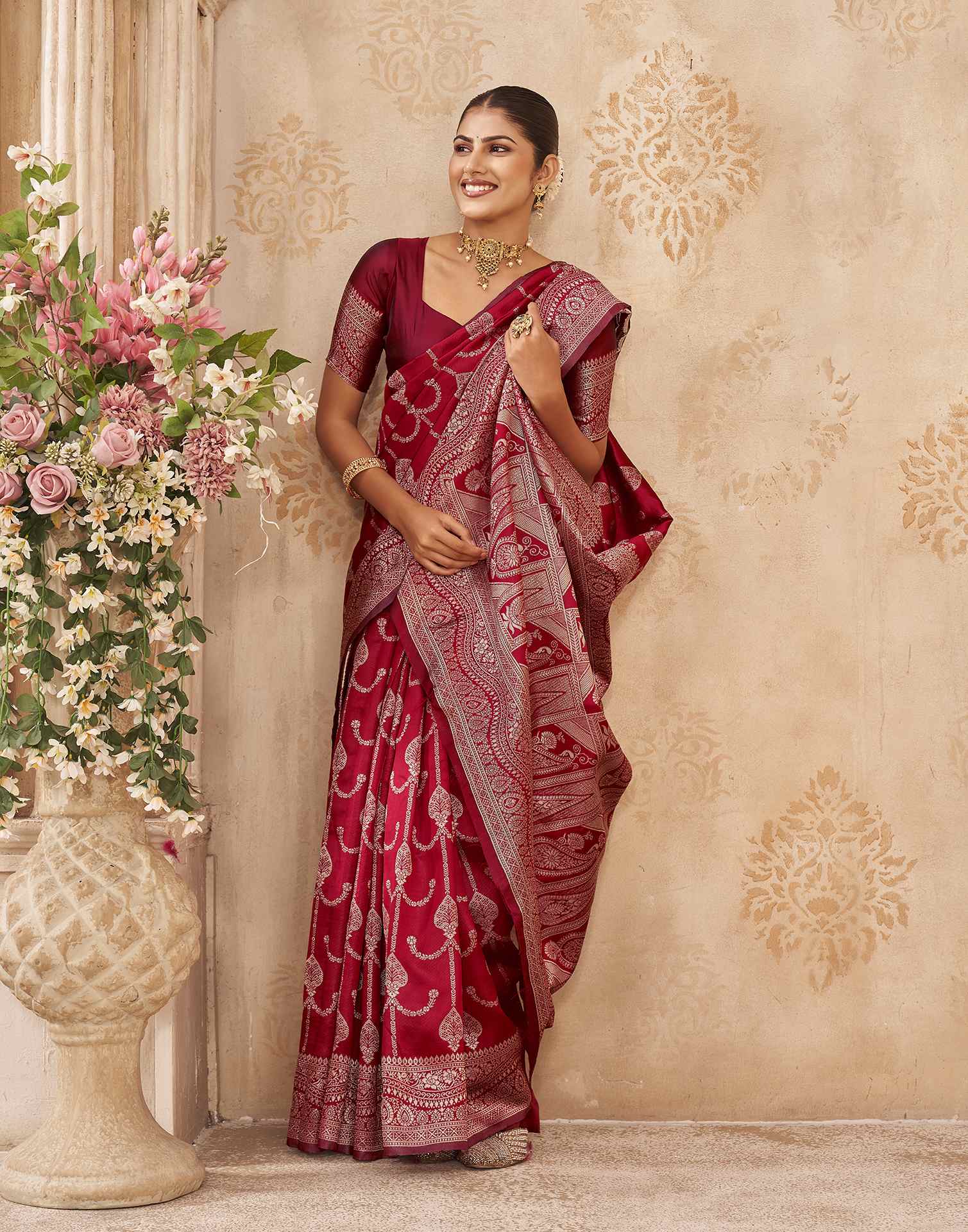 Red Silk Woven Banarasi Saree