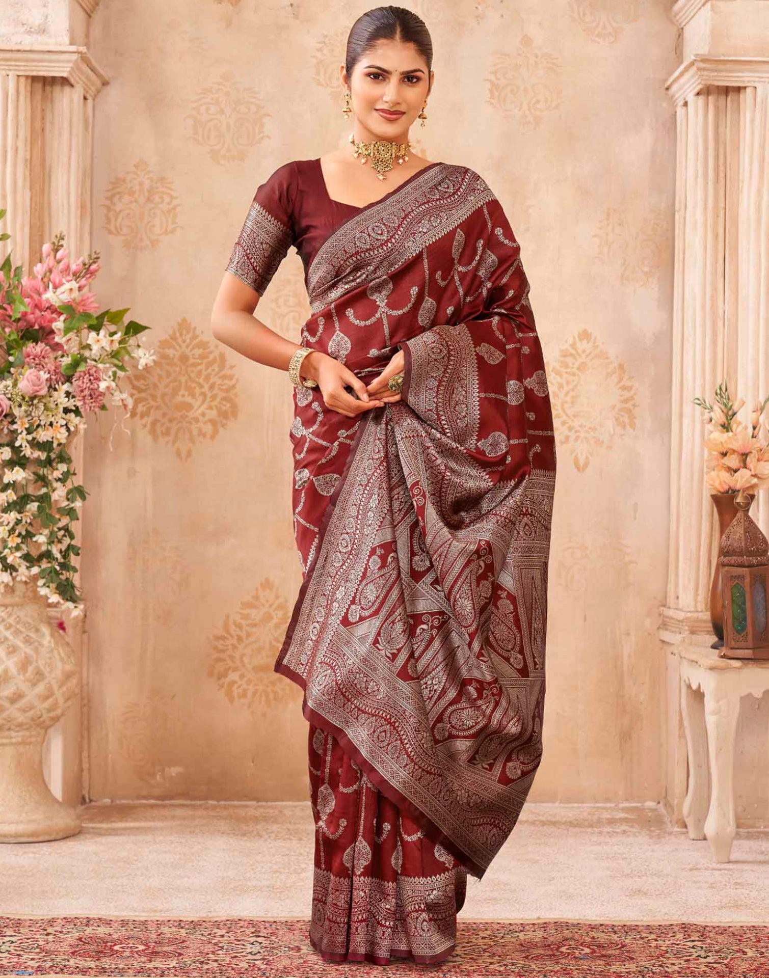 Red Silk Woven Banarasi Saree