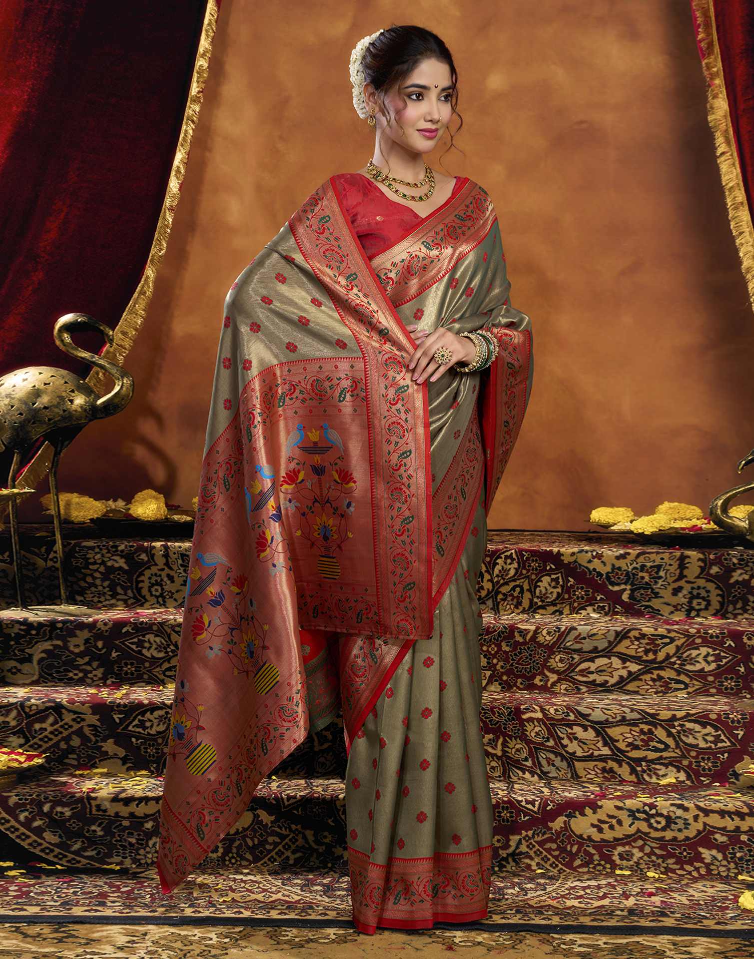 Red Silk Woven Paithani Saree
