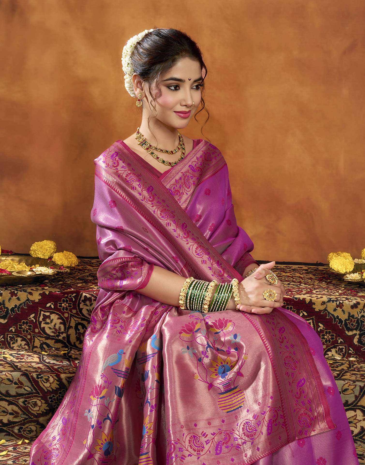 Pink Silk Woven Paithani Saree
