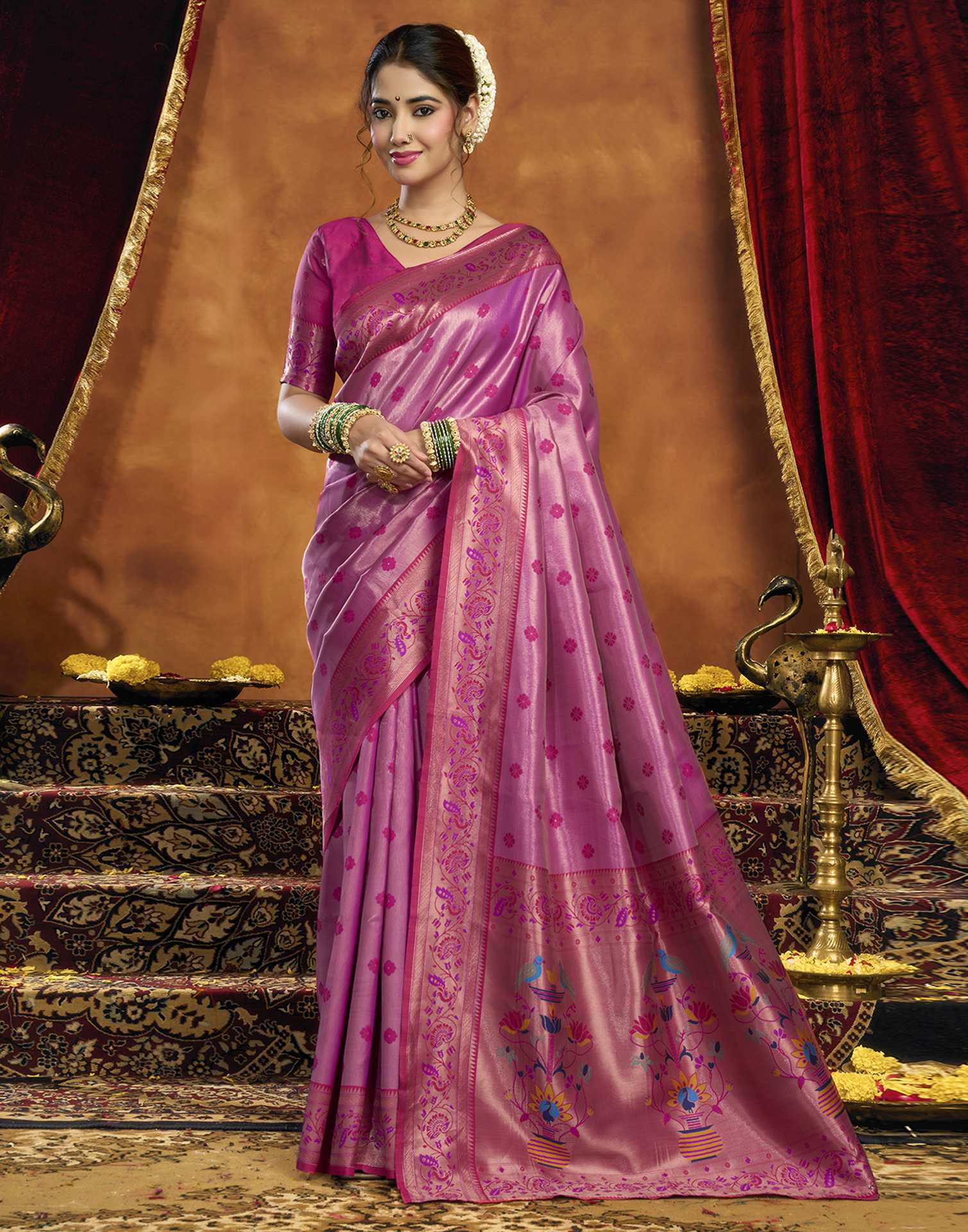 Pink Silk Woven Paithani Saree