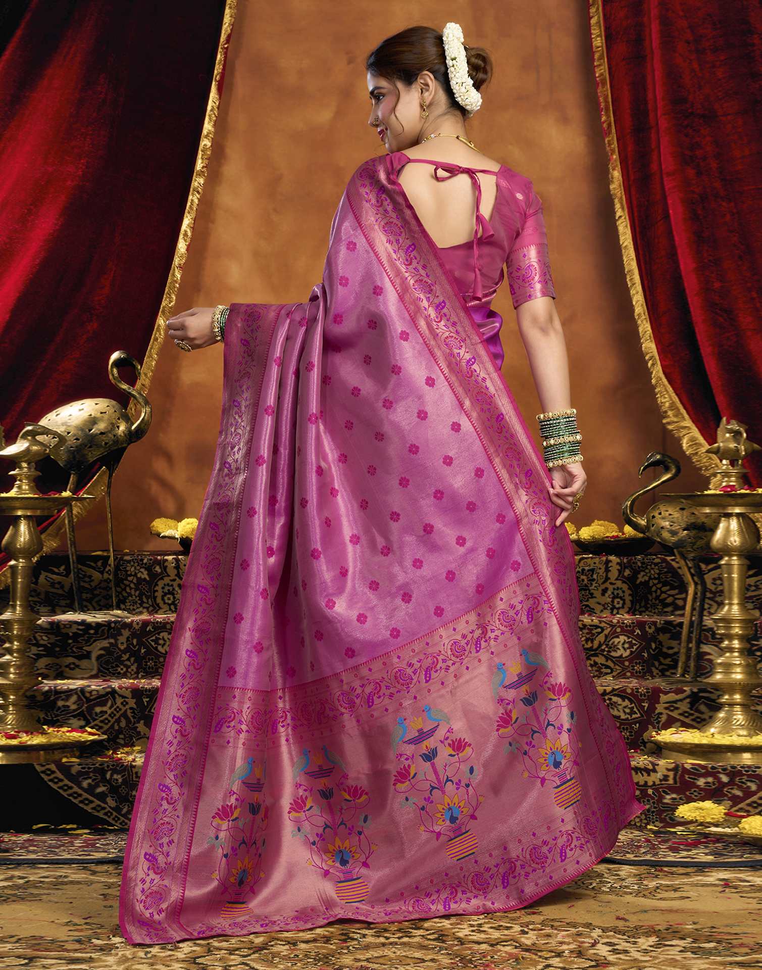 Pink Silk Woven Paithani Saree