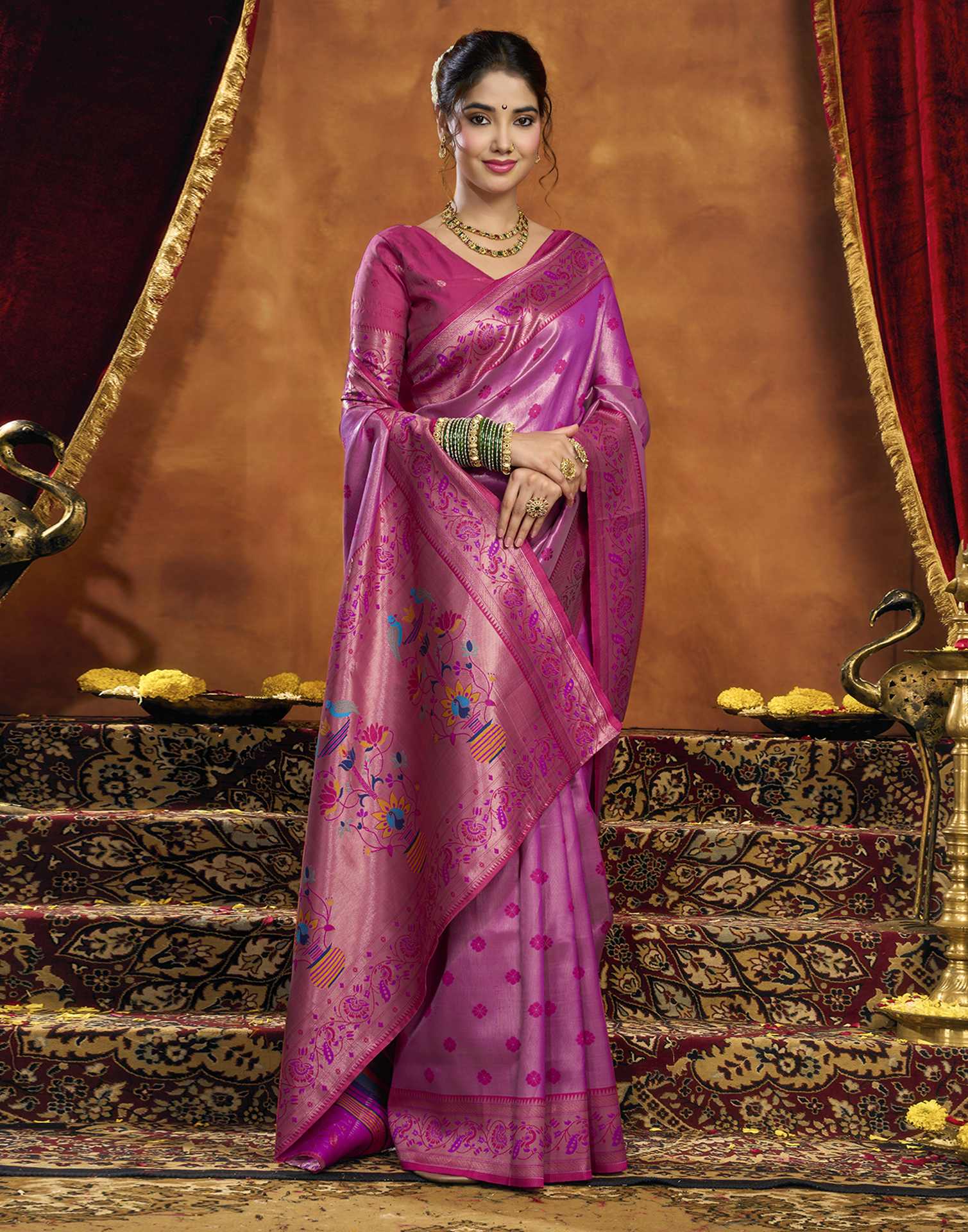Pink Silk Woven Paithani Saree