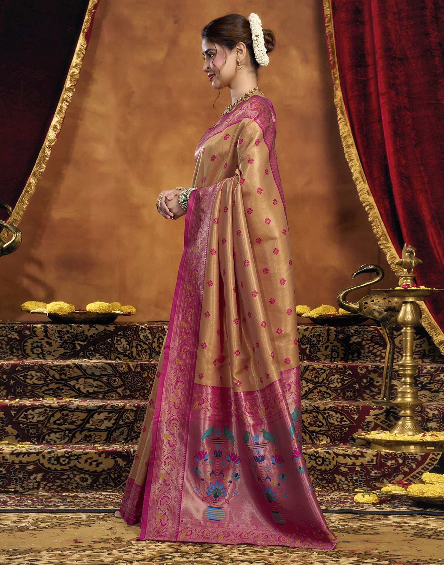 Orange Silk Woven Paithani Saree