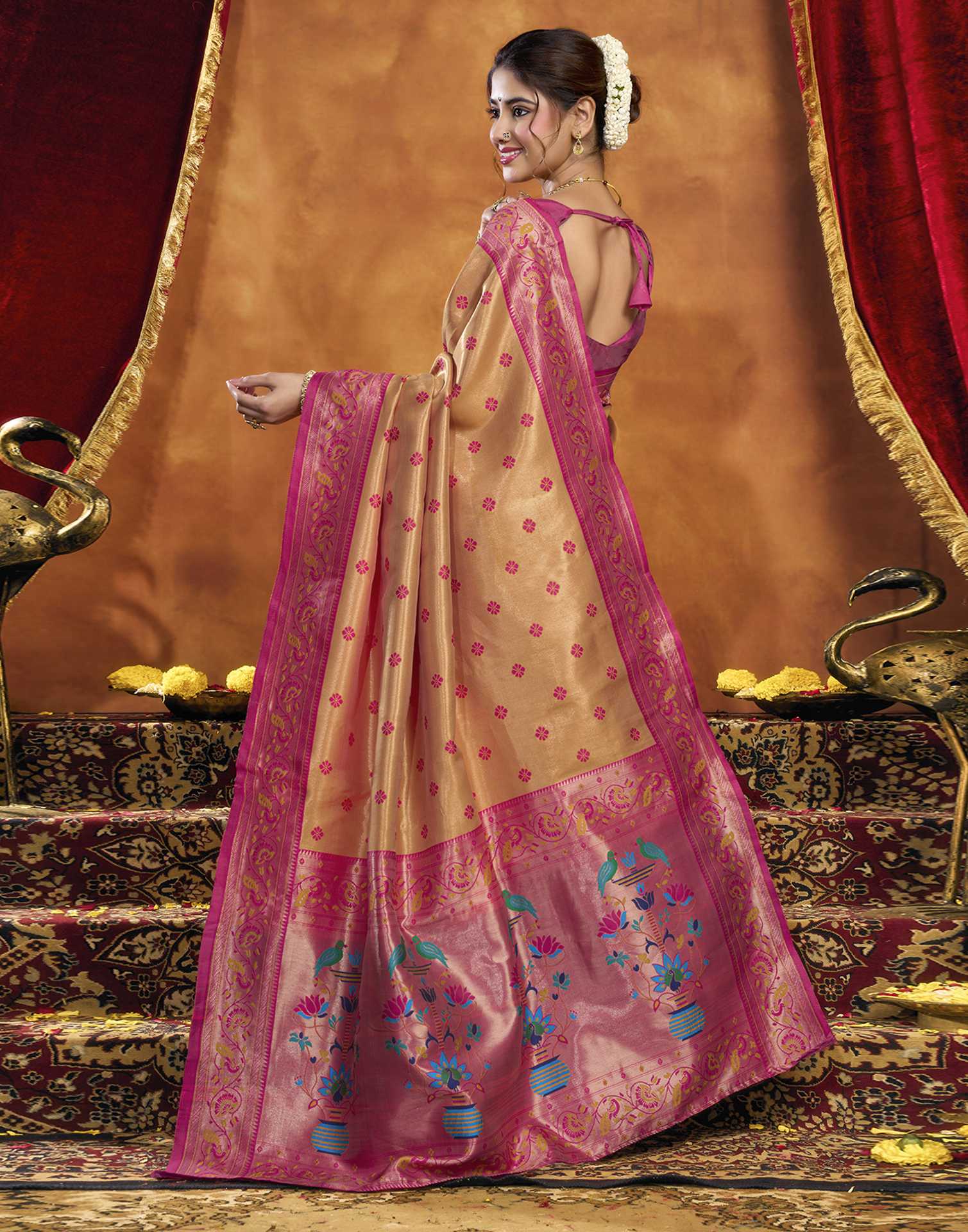 Orange Silk Woven Paithani Saree