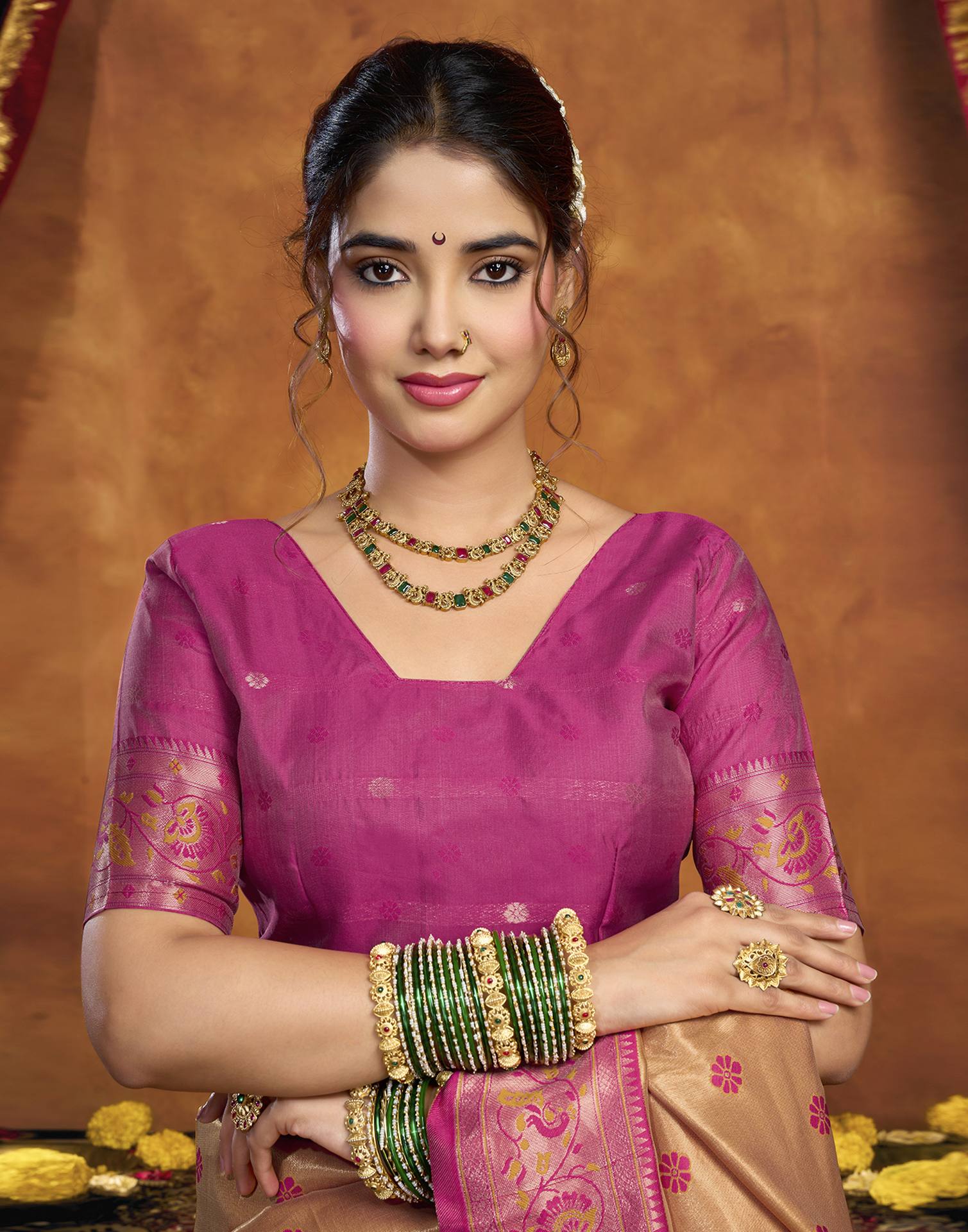 Orange Silk Woven Paithani Saree