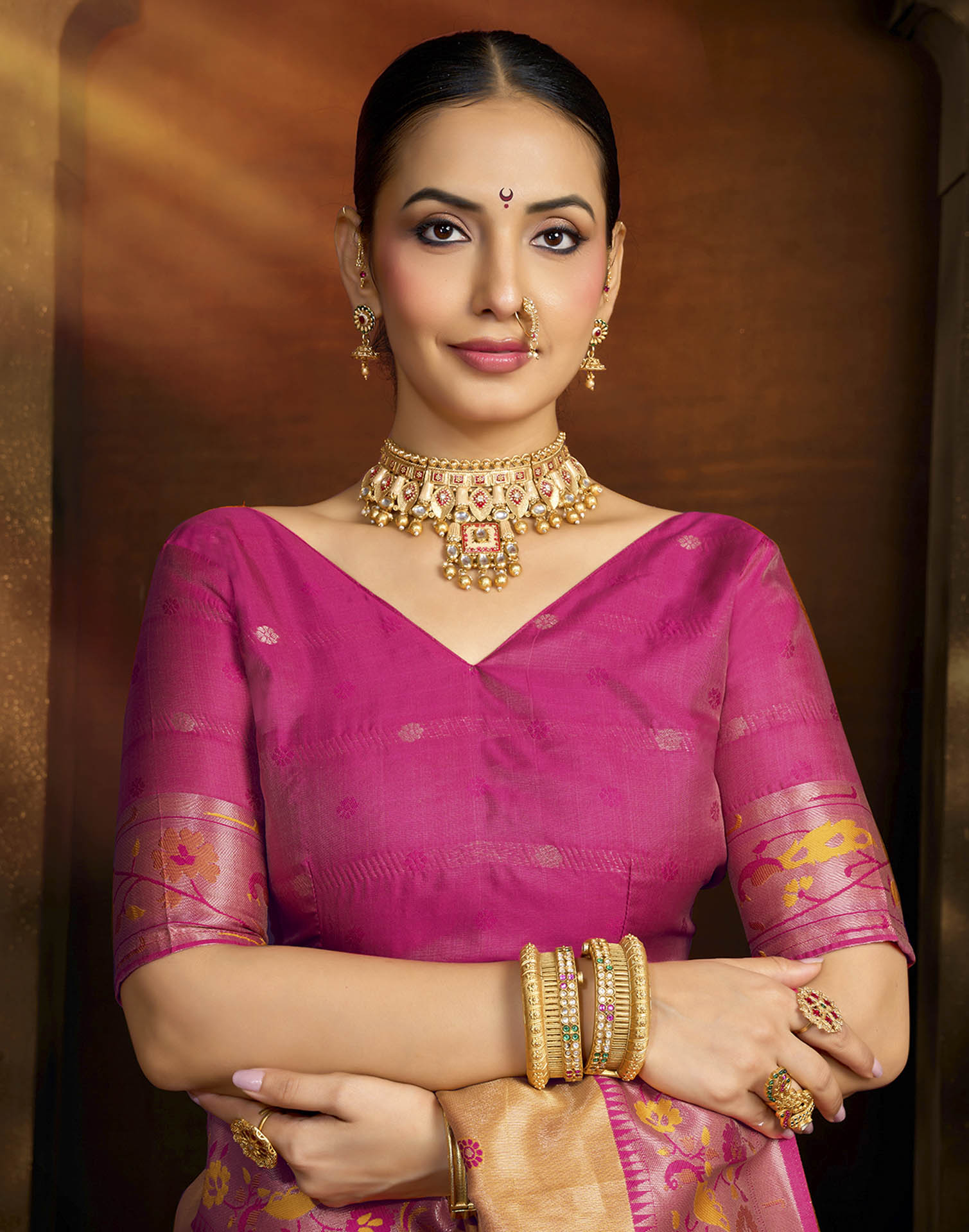 Orange Silk Woven Paithani Saree