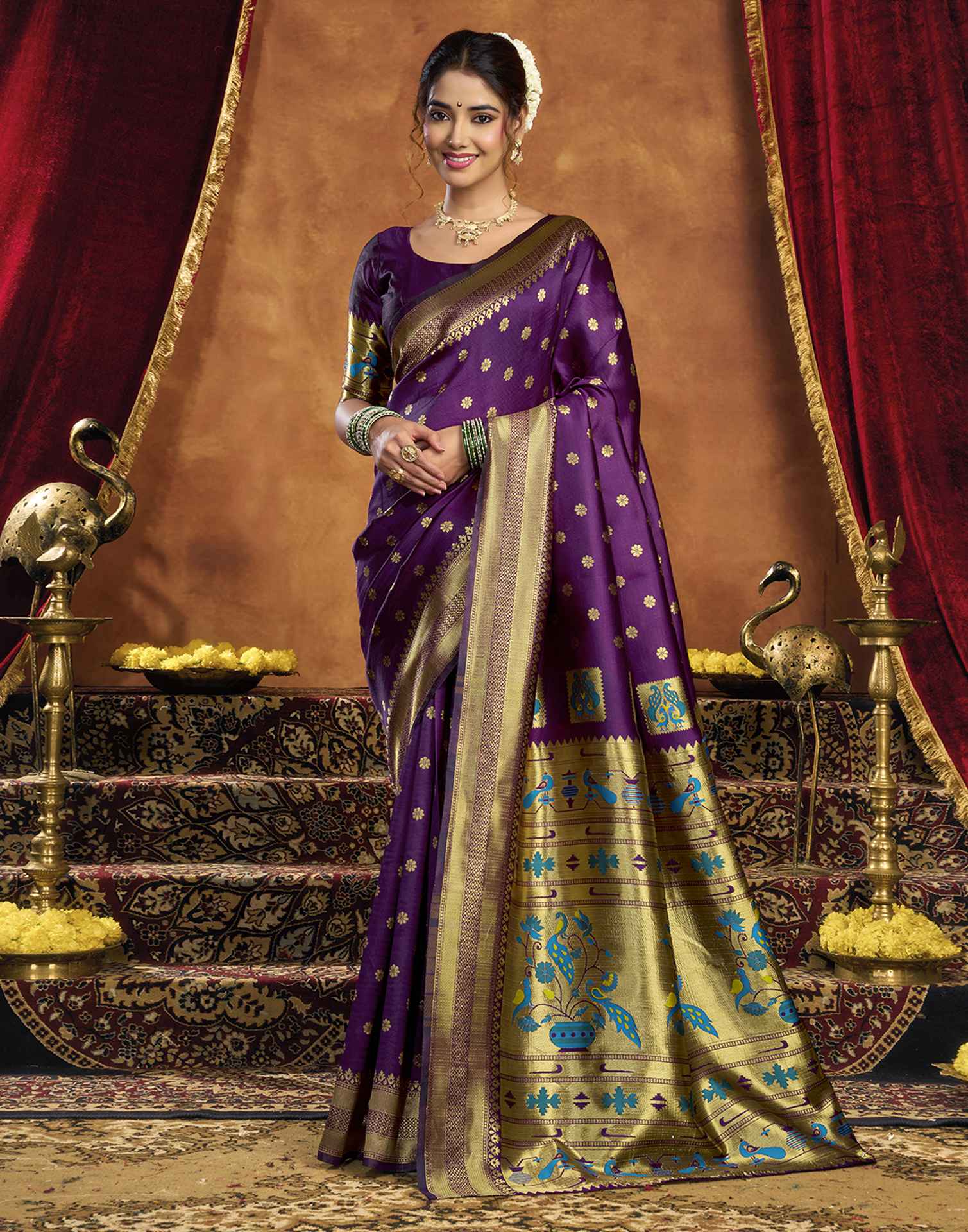 Purple Silk Woven Paithani Saree
