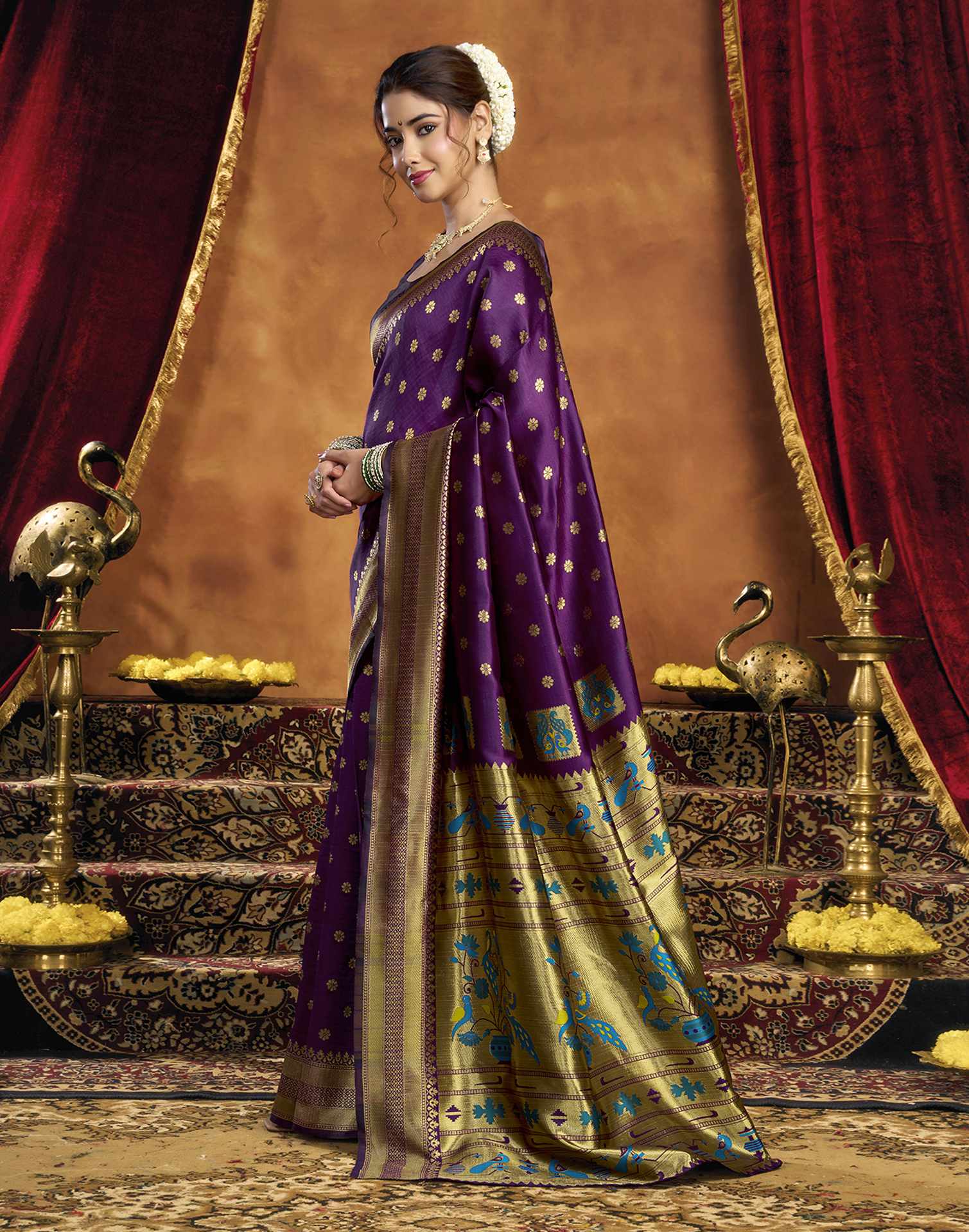 Purple Silk Woven Paithani Saree