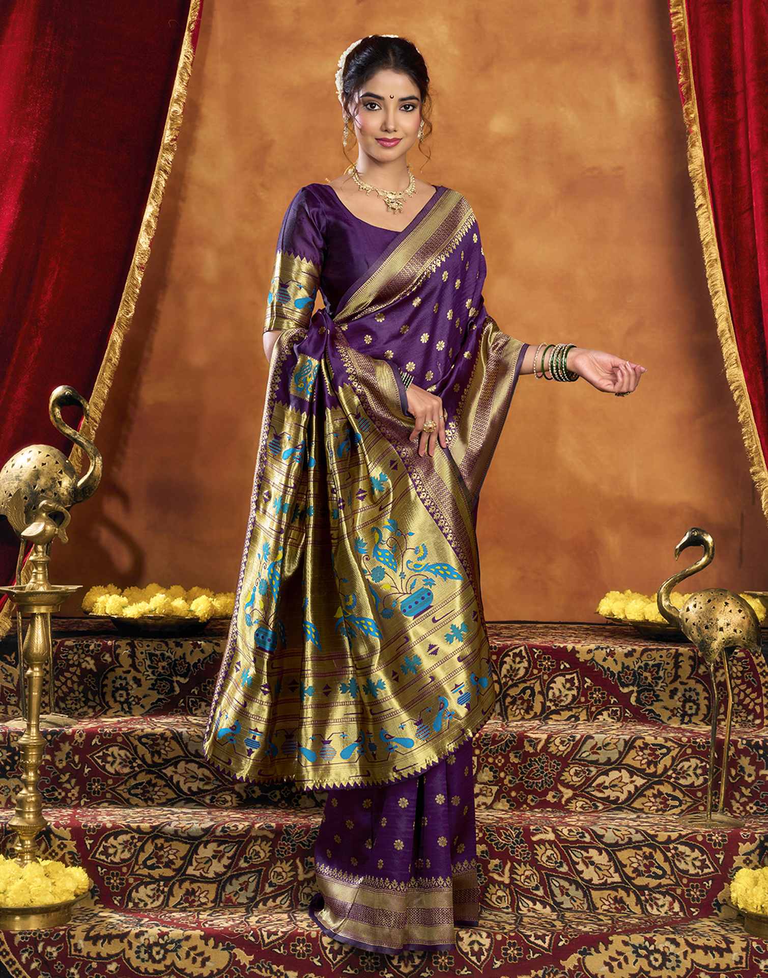Purple Silk Woven Paithani Saree