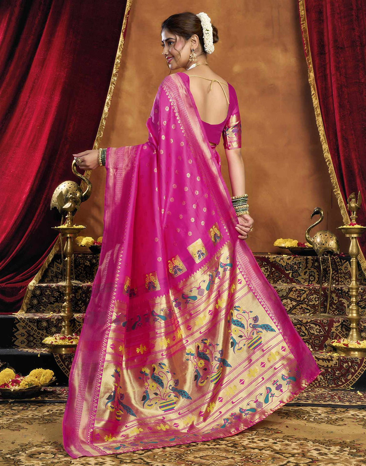 Pink Silk Woven Paithani Saree