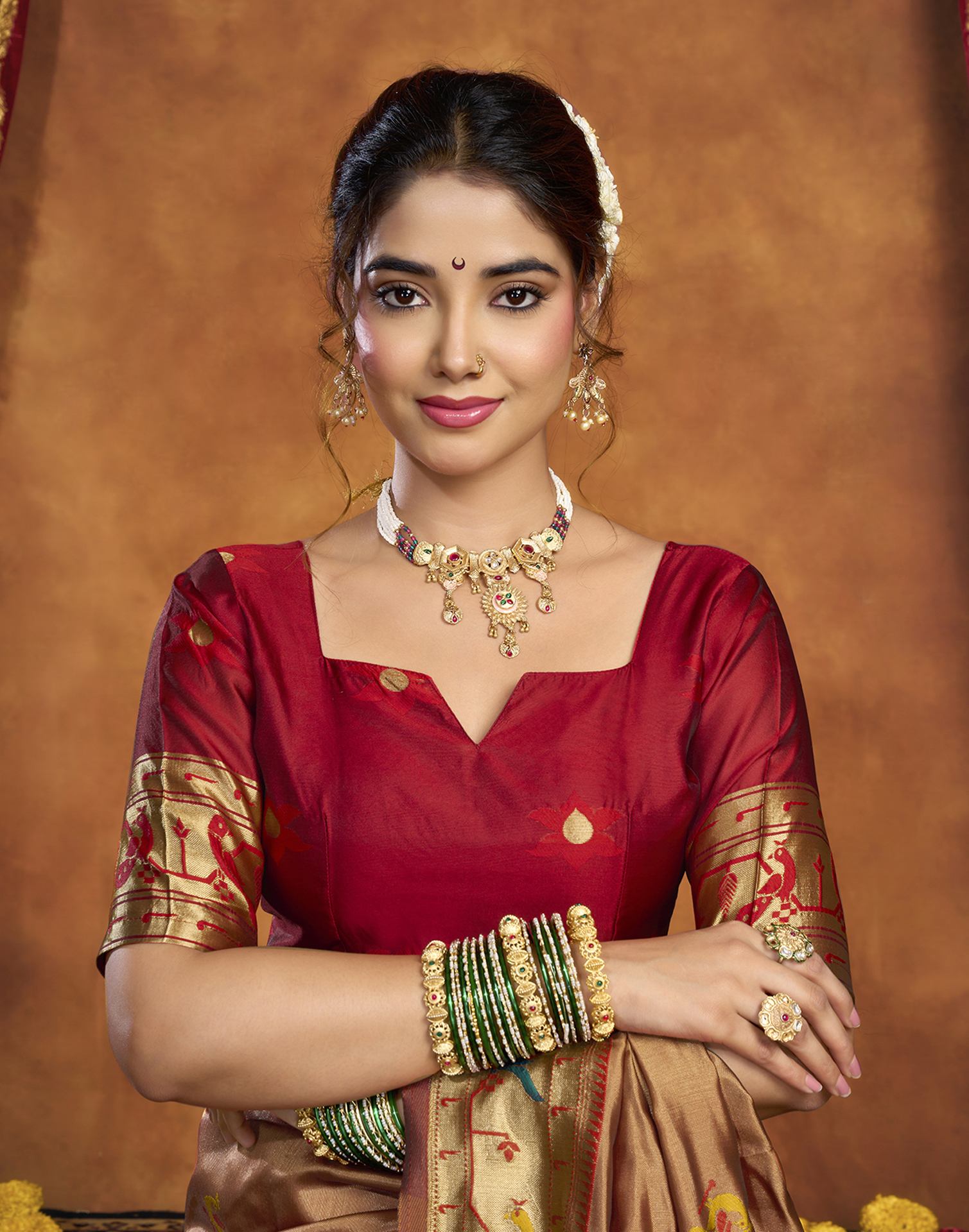 Orange Silk Woven Paithani Saree