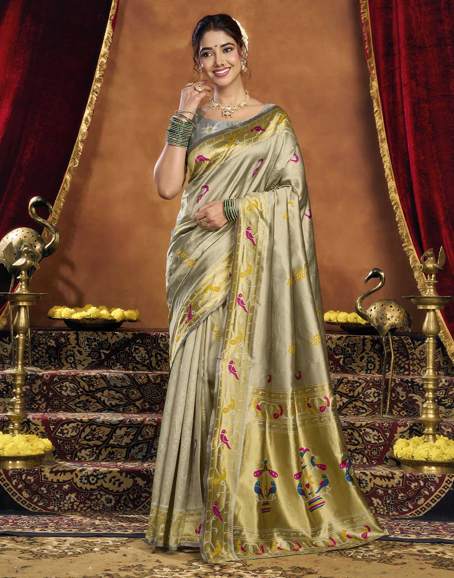 Yellow Silk Woven Paithani Saree