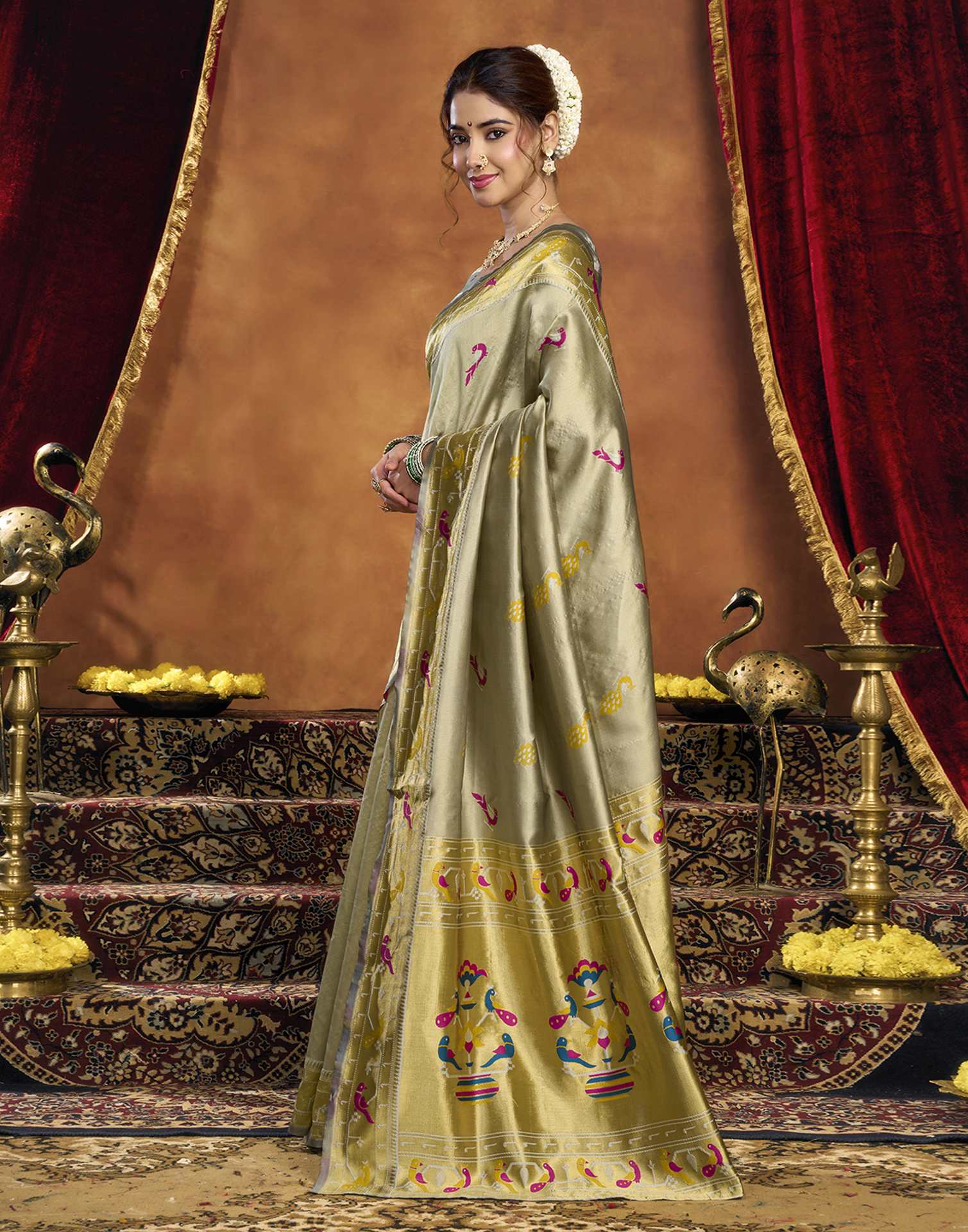 Yellow Silk Woven Paithani Saree