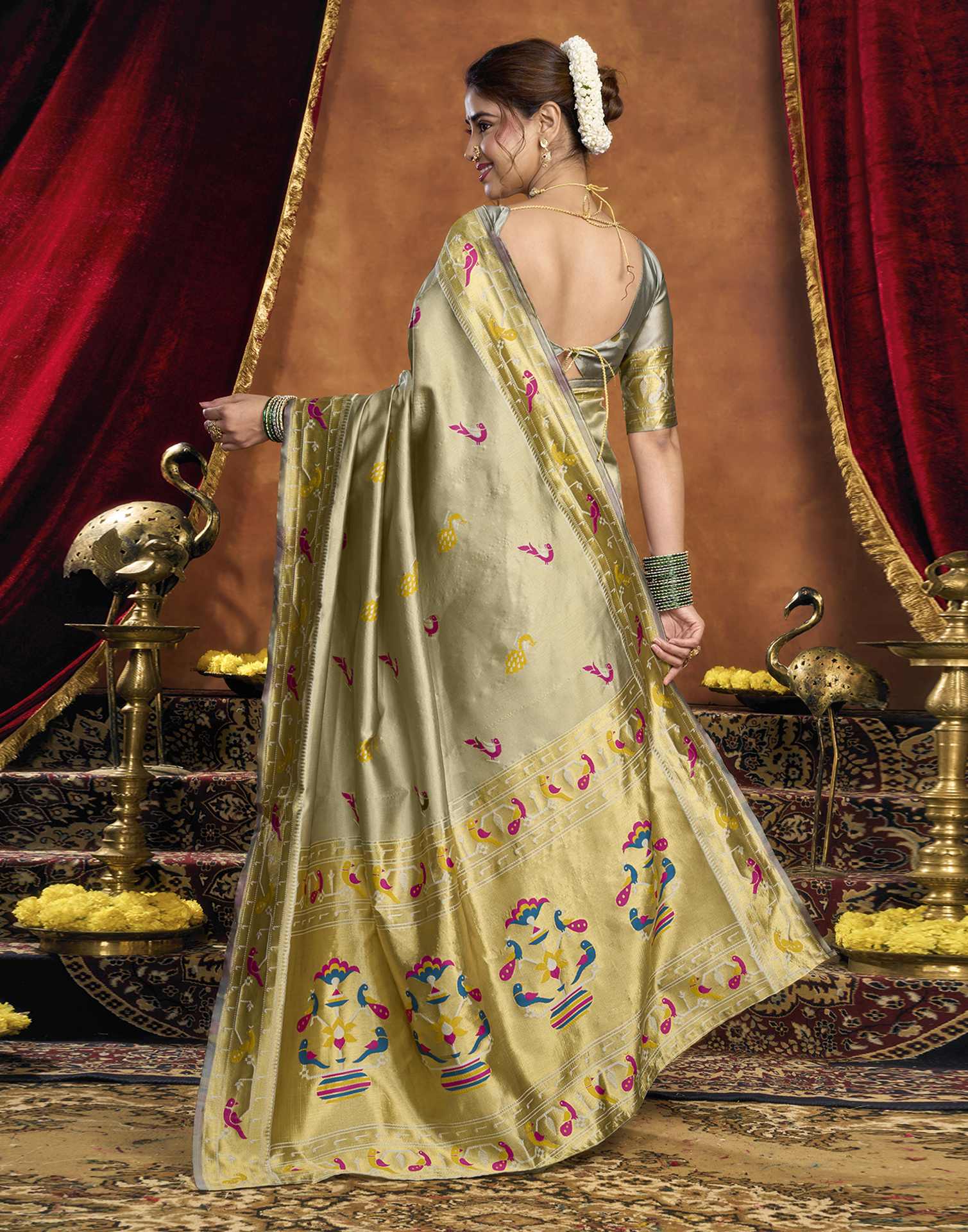 Yellow Silk Woven Paithani Saree