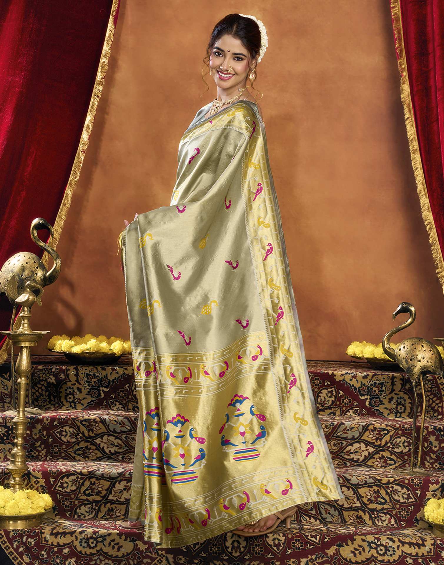 Yellow Silk Woven Paithani Saree