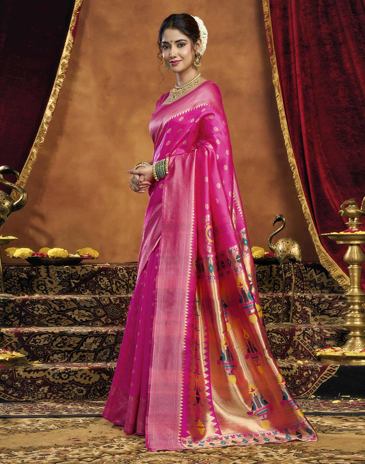 Pink Silk Woven Paithani Saree