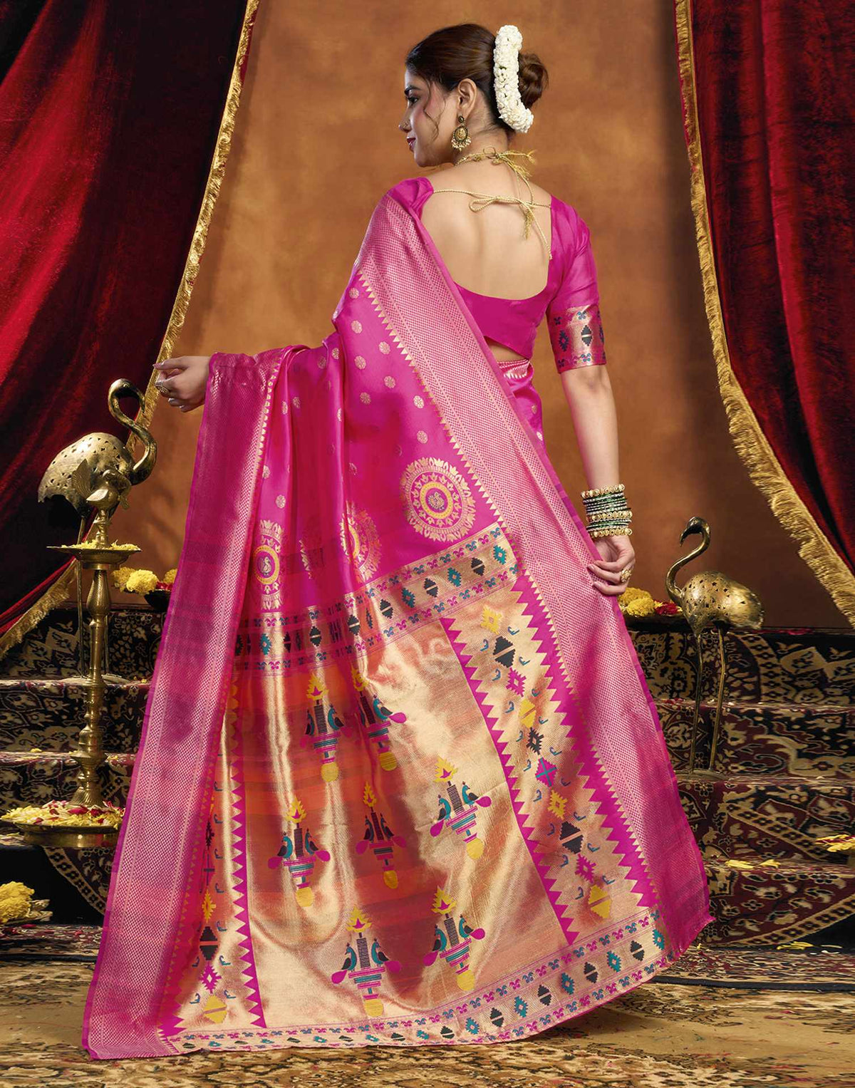 Pink Silk Woven Paithani Saree