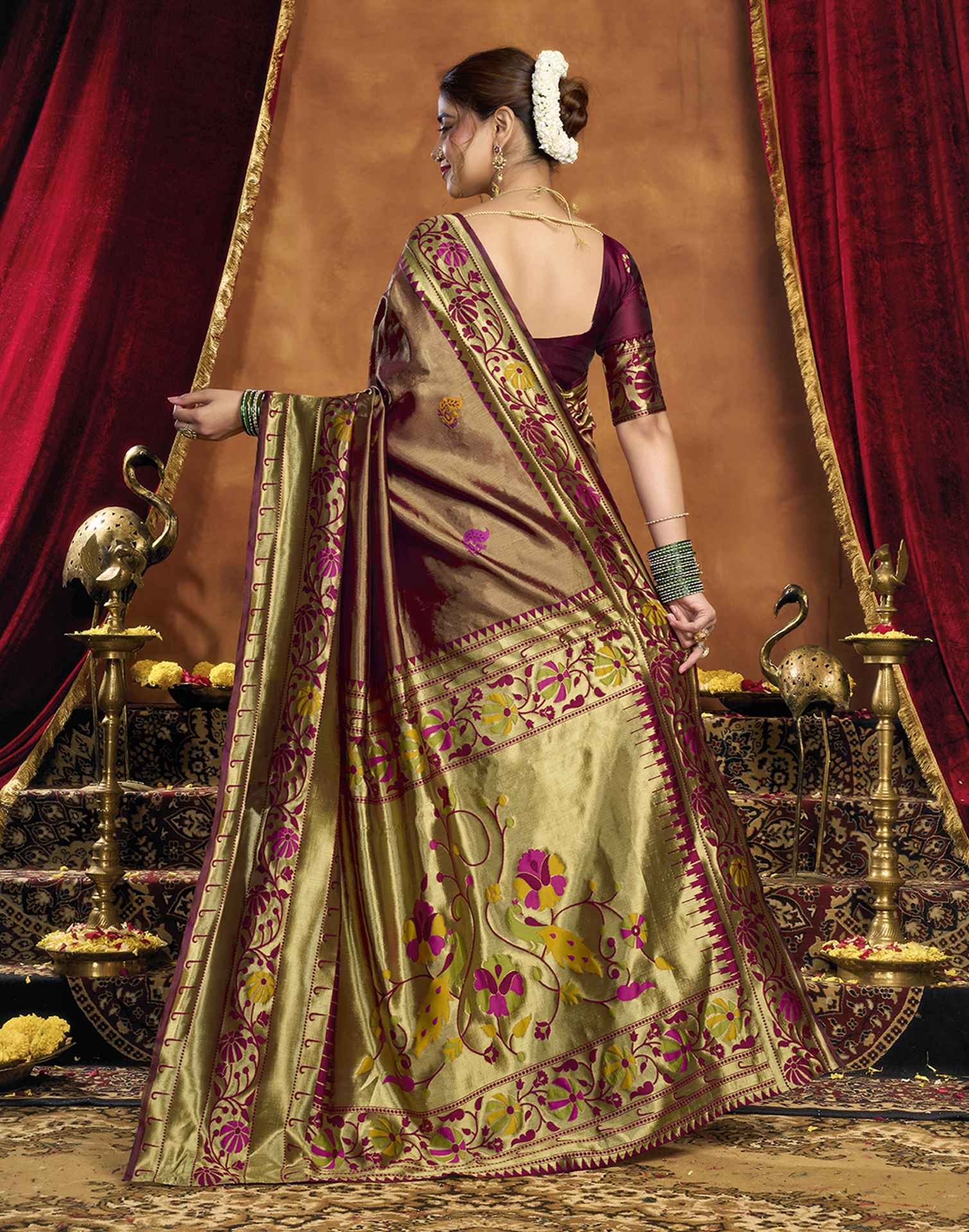 Maroon Silk Woven Paithani Saree