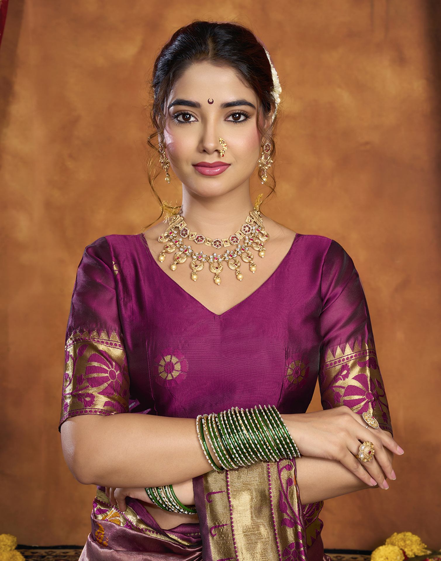Wine Silk Woven Paithani Saree